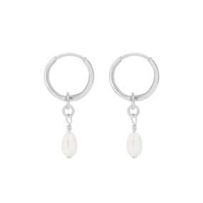 Lulita Pearl Mini Hoops - Silver