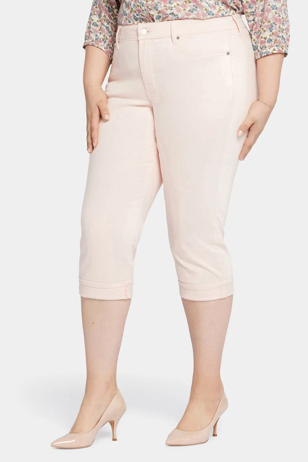 Marilyn Straight Crop Jeans In Plus Size - Pink Dusk