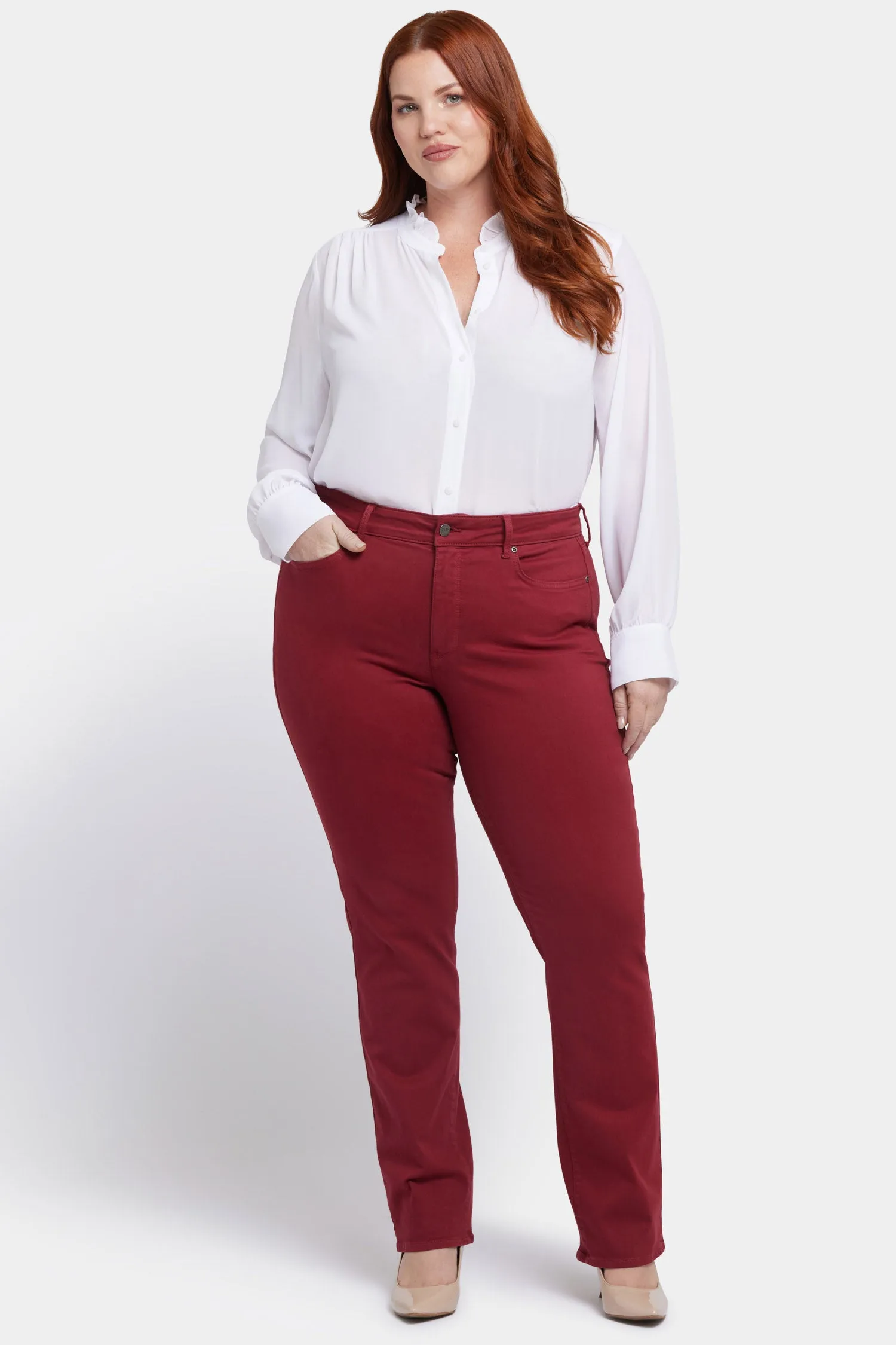 Marilyn Straight Jeans In Plus Size - Wild Currant