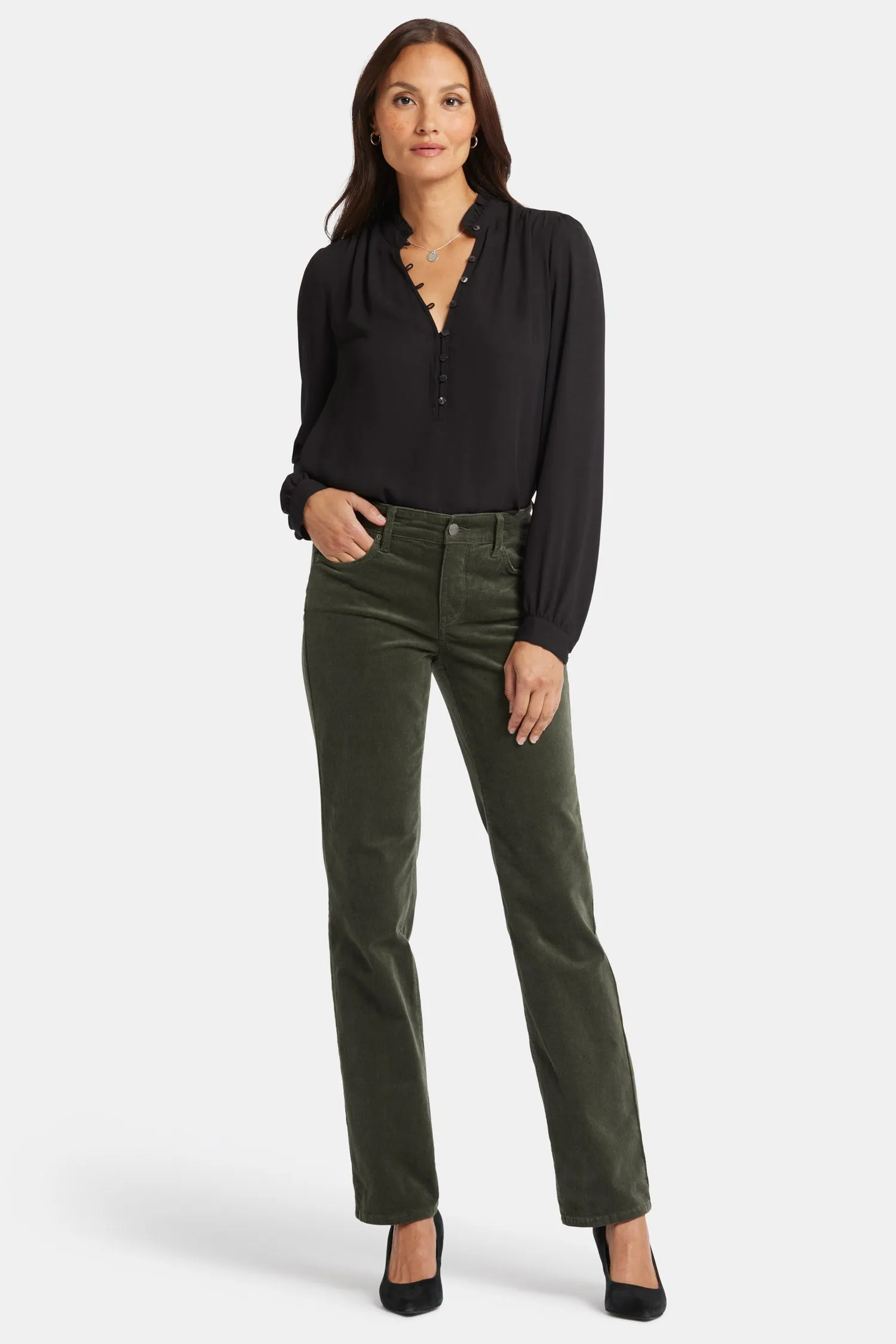 Marilyn Straight Pants In Petite - Vine Leaf