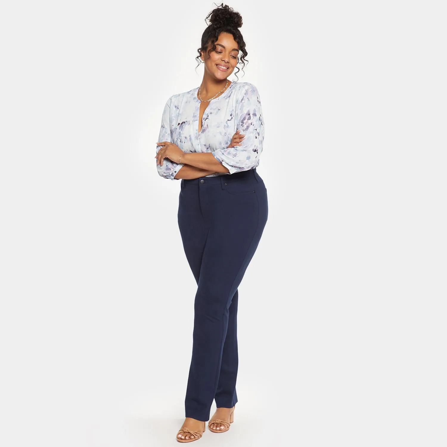 Marilyn Straight Pants In Plus Size - Oxford Navy