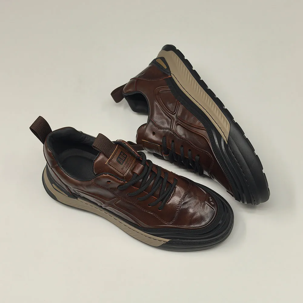 Men Vintage Embossed Leather Soft Casual Shoes