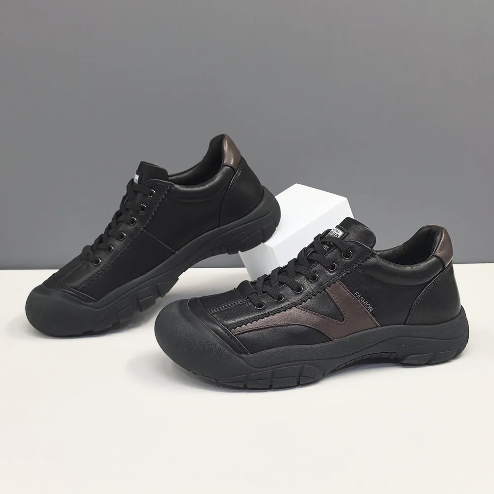 Men Vintage Leather Flat Soft Casual Sneakers