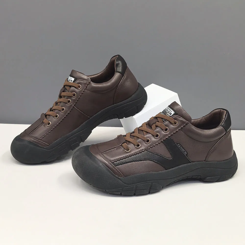 Men Vintage Leather Flat Soft Casual Sneakers