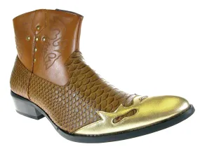 Men's M1794 Faux Snake Skin Short Westren Boots