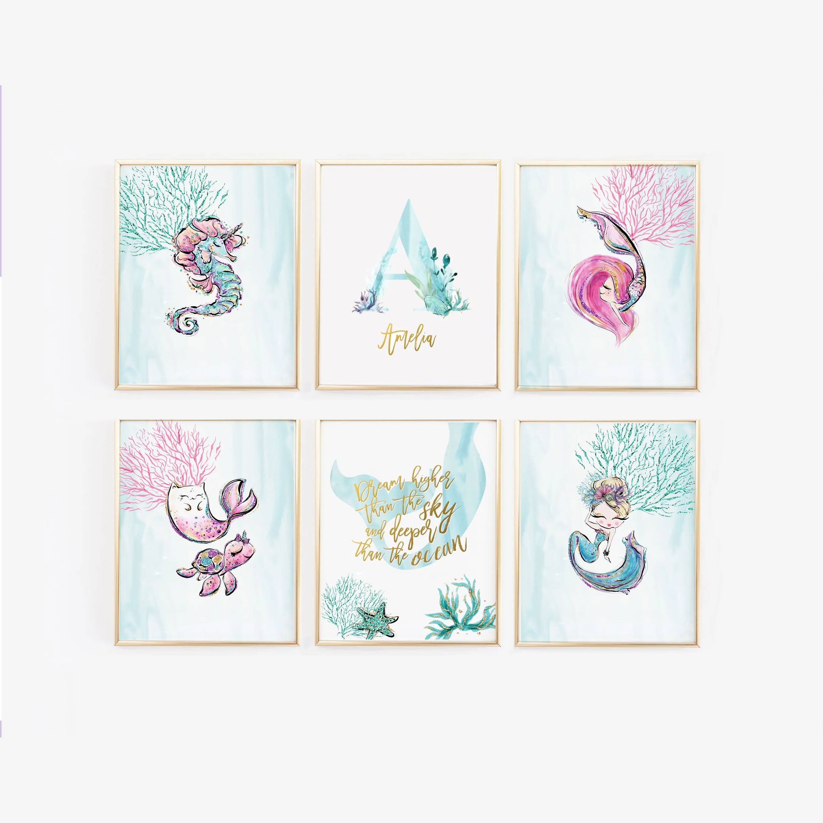 Mermaid Nursery Gallery Wall Art