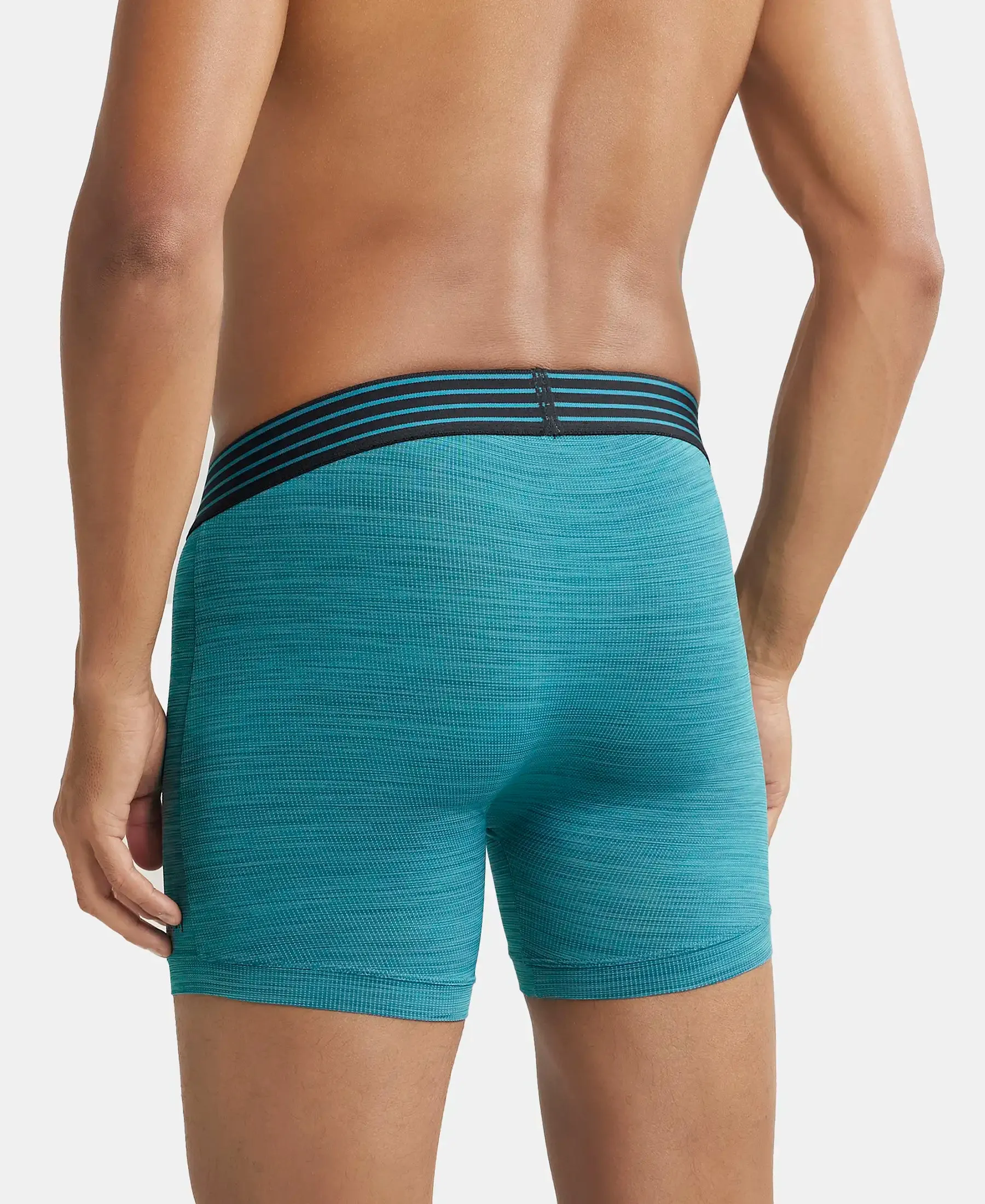 Microfiber Mesh Elastane Stretch Performance Boxer Brief with StayDry Technology - Ocean Depth