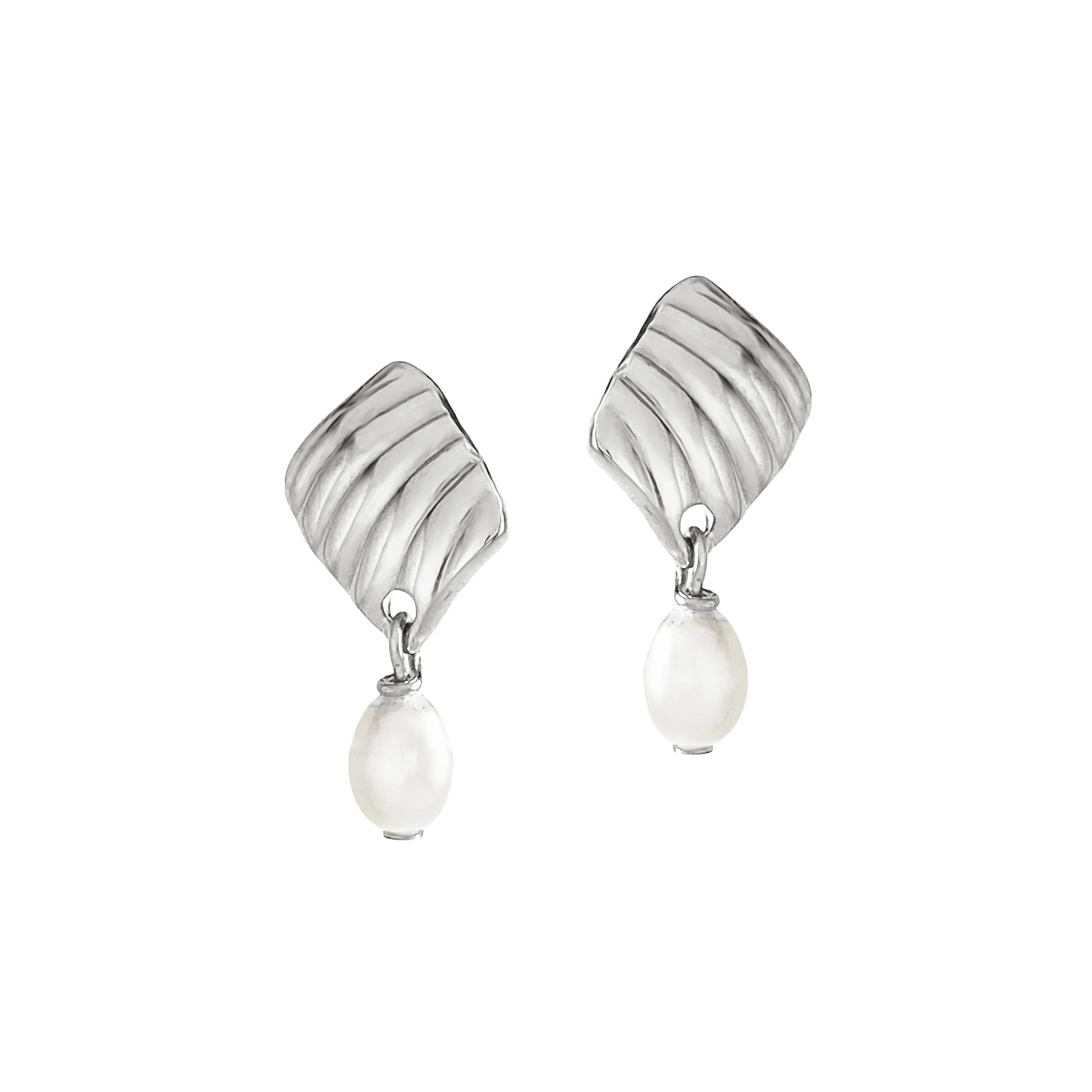 Mini Sunray Pearl Studs - Silver