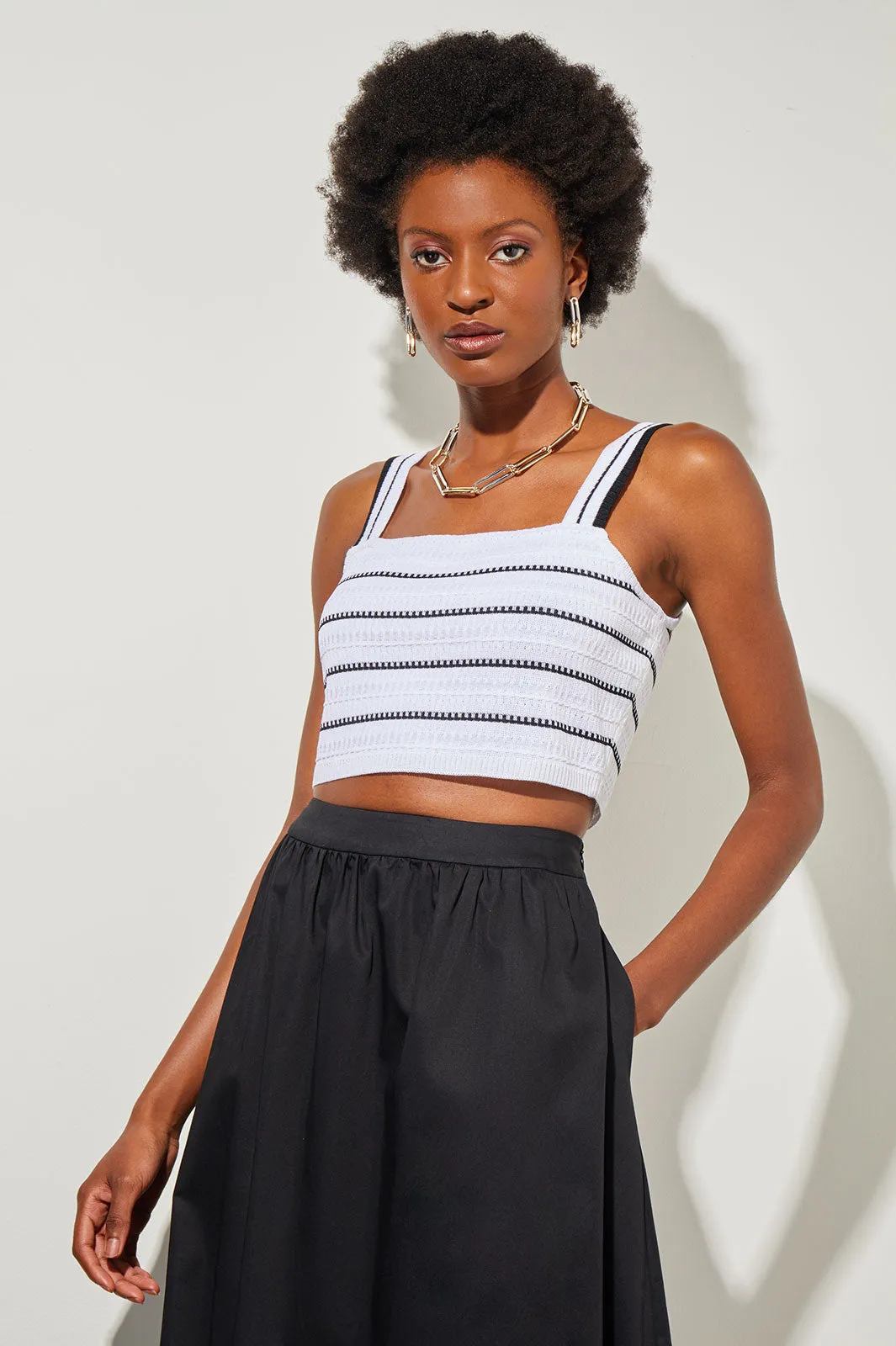 Modern Fit Cropped Tank - Striped Knit