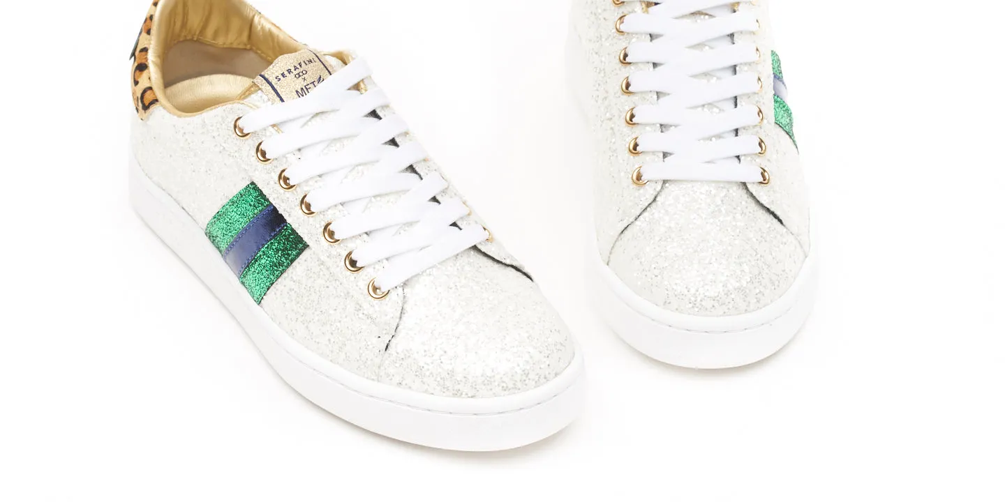 My Fashion Tribu x Serafini J.Connors White Glitter Trainers