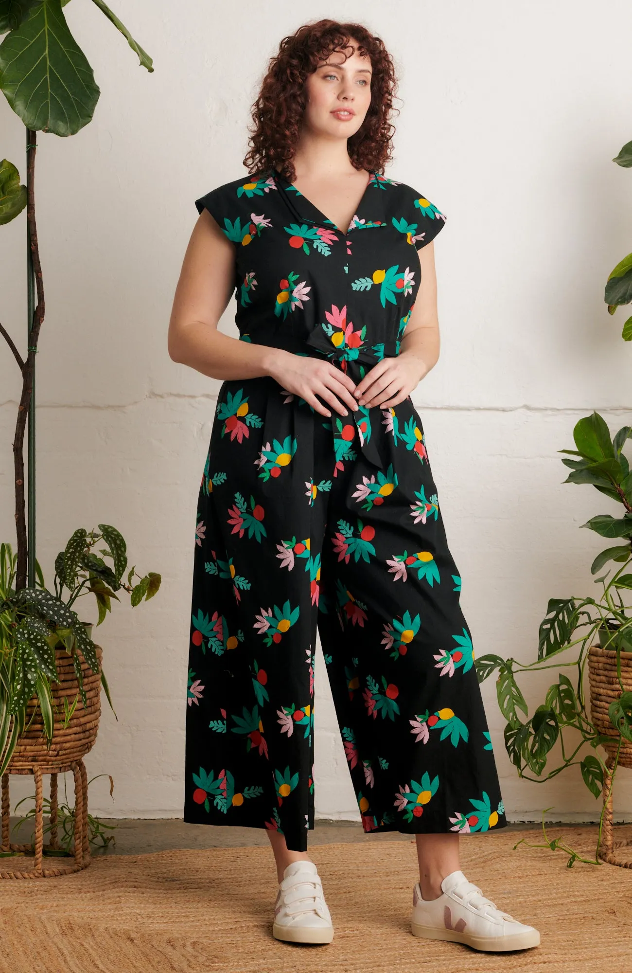 Nora Black Summer Fruits Jumpsuit