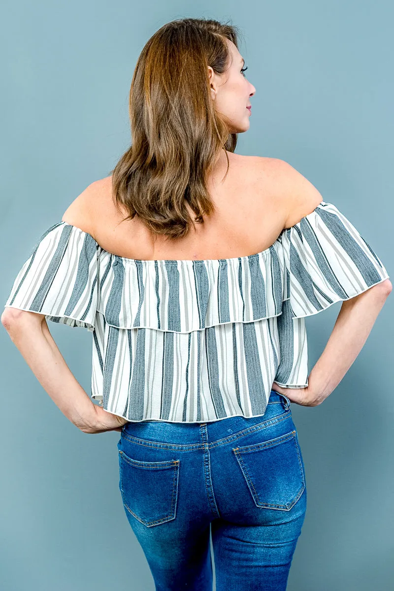 Off the shoulders Striped Crop Top* (ETO793ST)