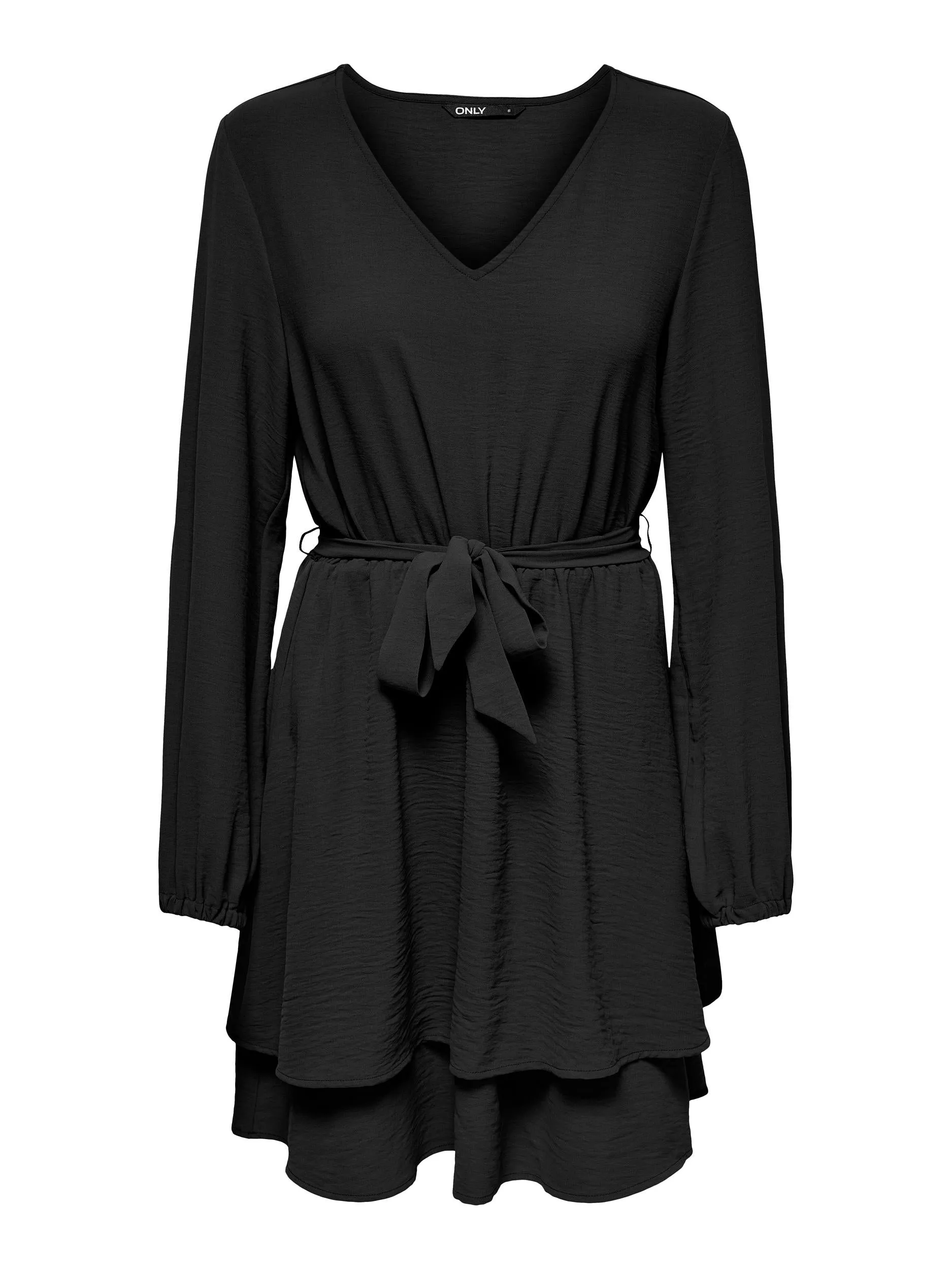 ONLY Black Long-Sleeve V-NECK DRESS