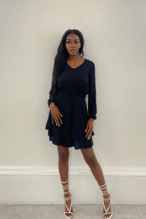 ONLY Black Long-Sleeve V-NECK DRESS