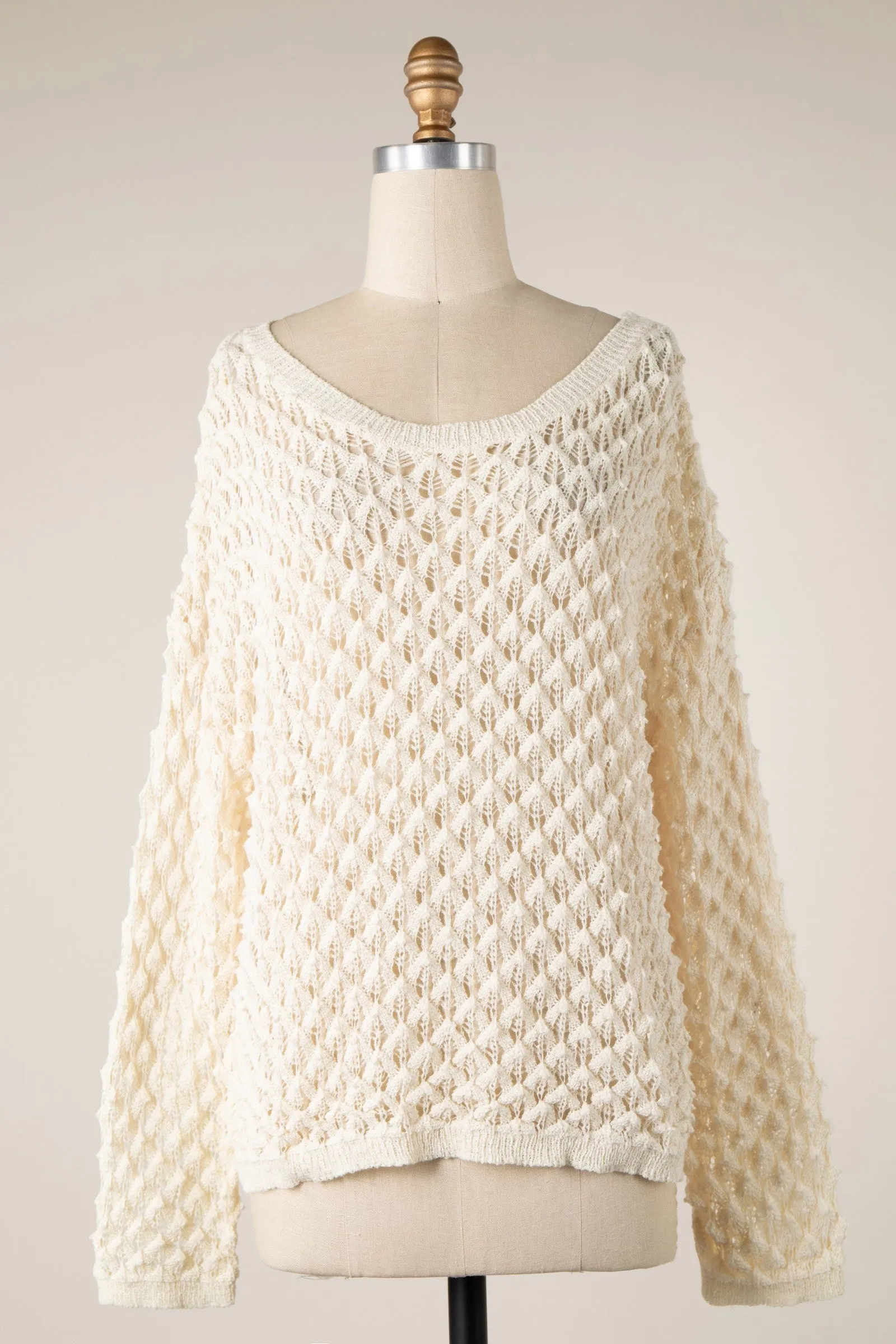 OPEN CABLE KNIT THIN SWEATER 1 PACK