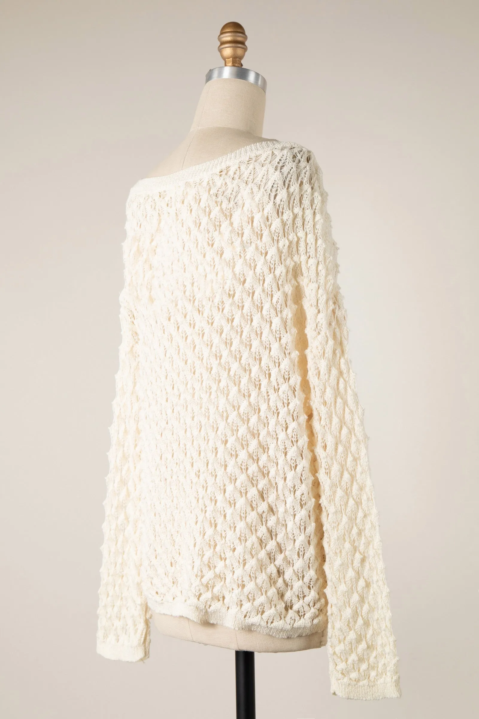 OPEN CABLE KNIT THIN SWEATER 1 PACK