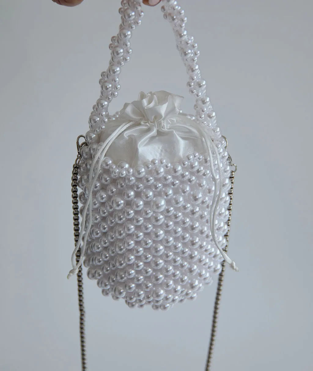 Pearl Bucket Bag - Silver