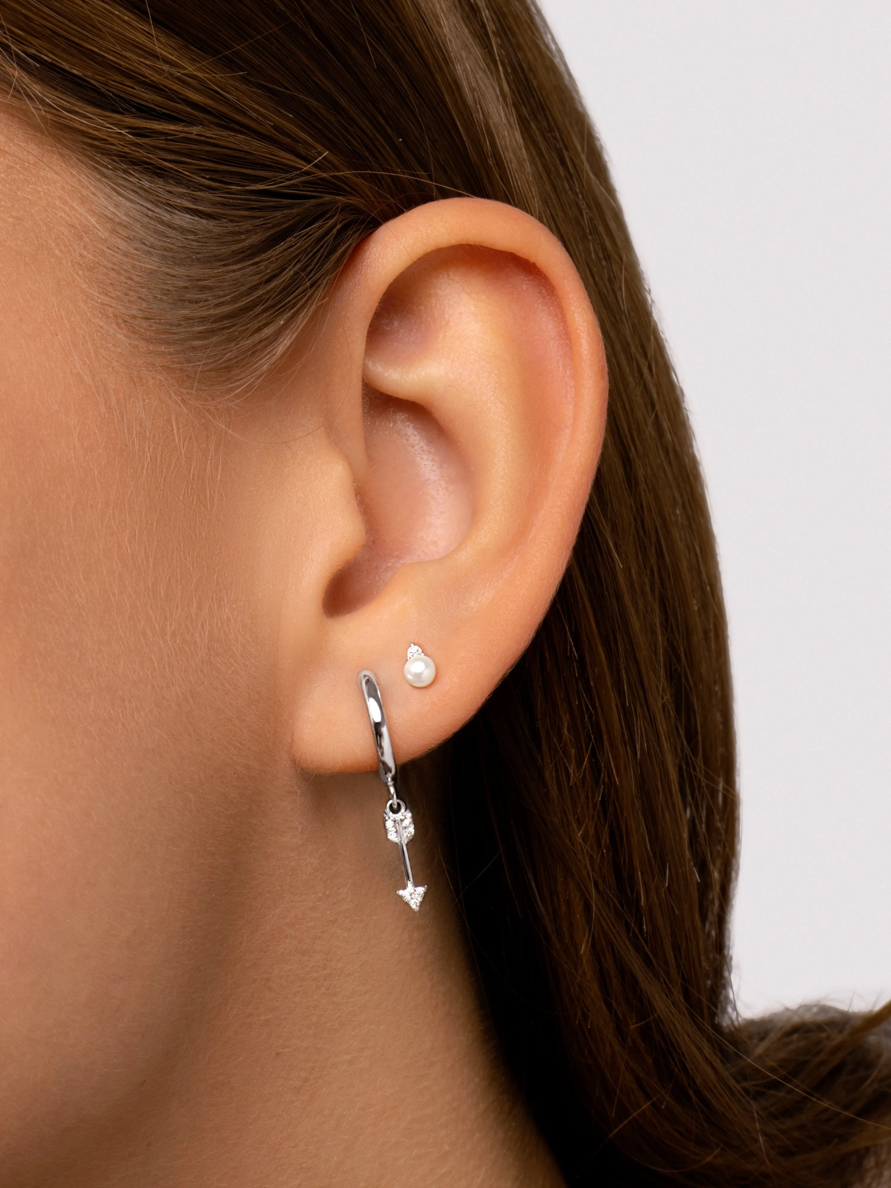 Pearl Spark Silver Single Earring