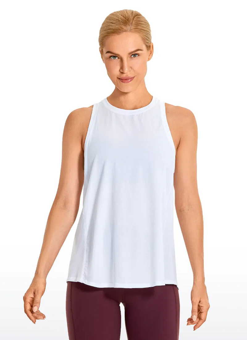 Pima Cotton High Neck Tank Split Open Back