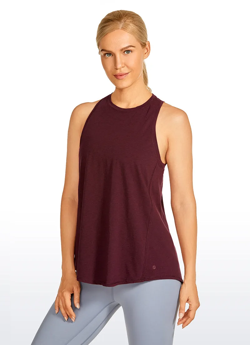 Pima Cotton High Neck Tank Split Open Back