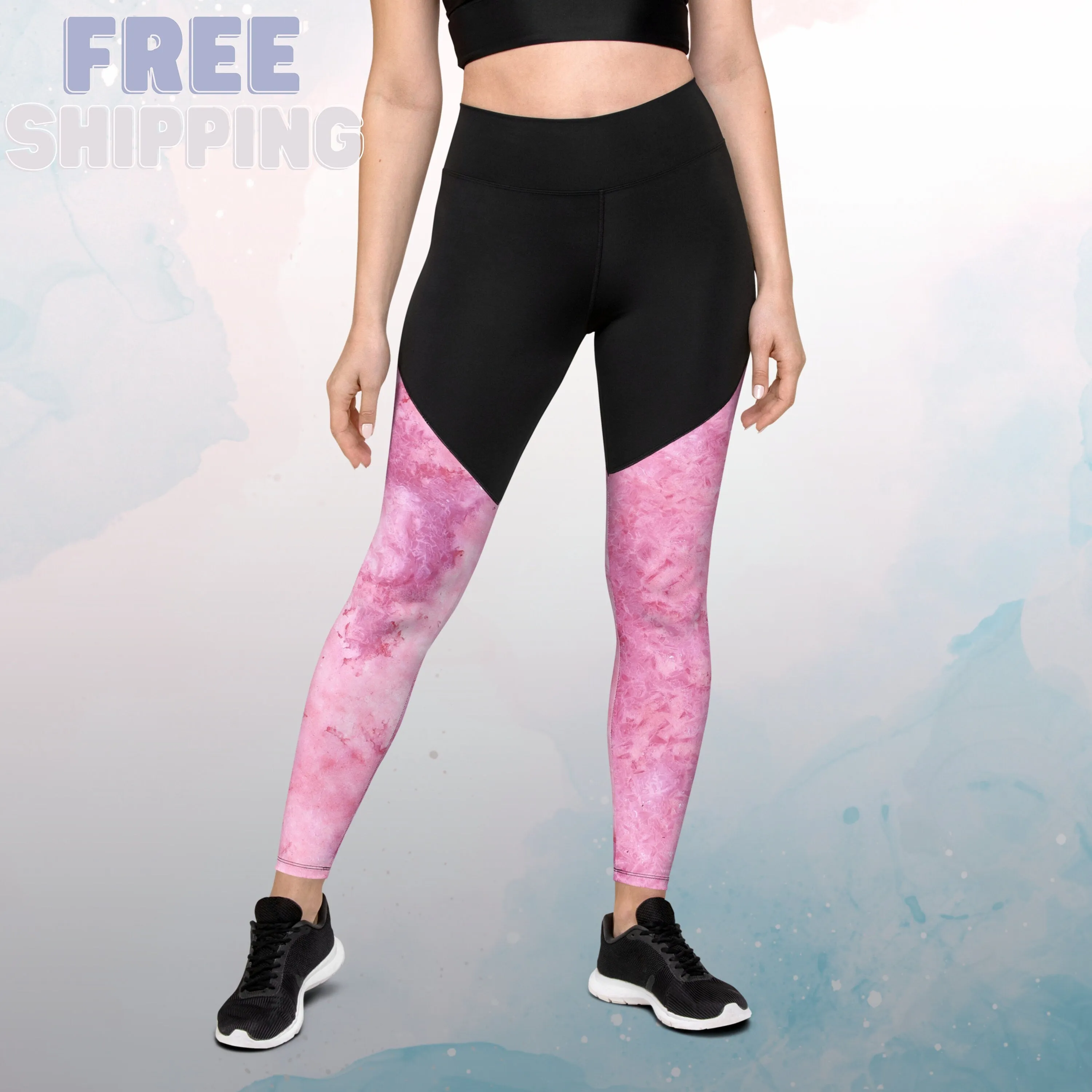 Pink Tie Dye Print Womens Compression Sports Leggings Gym Gift