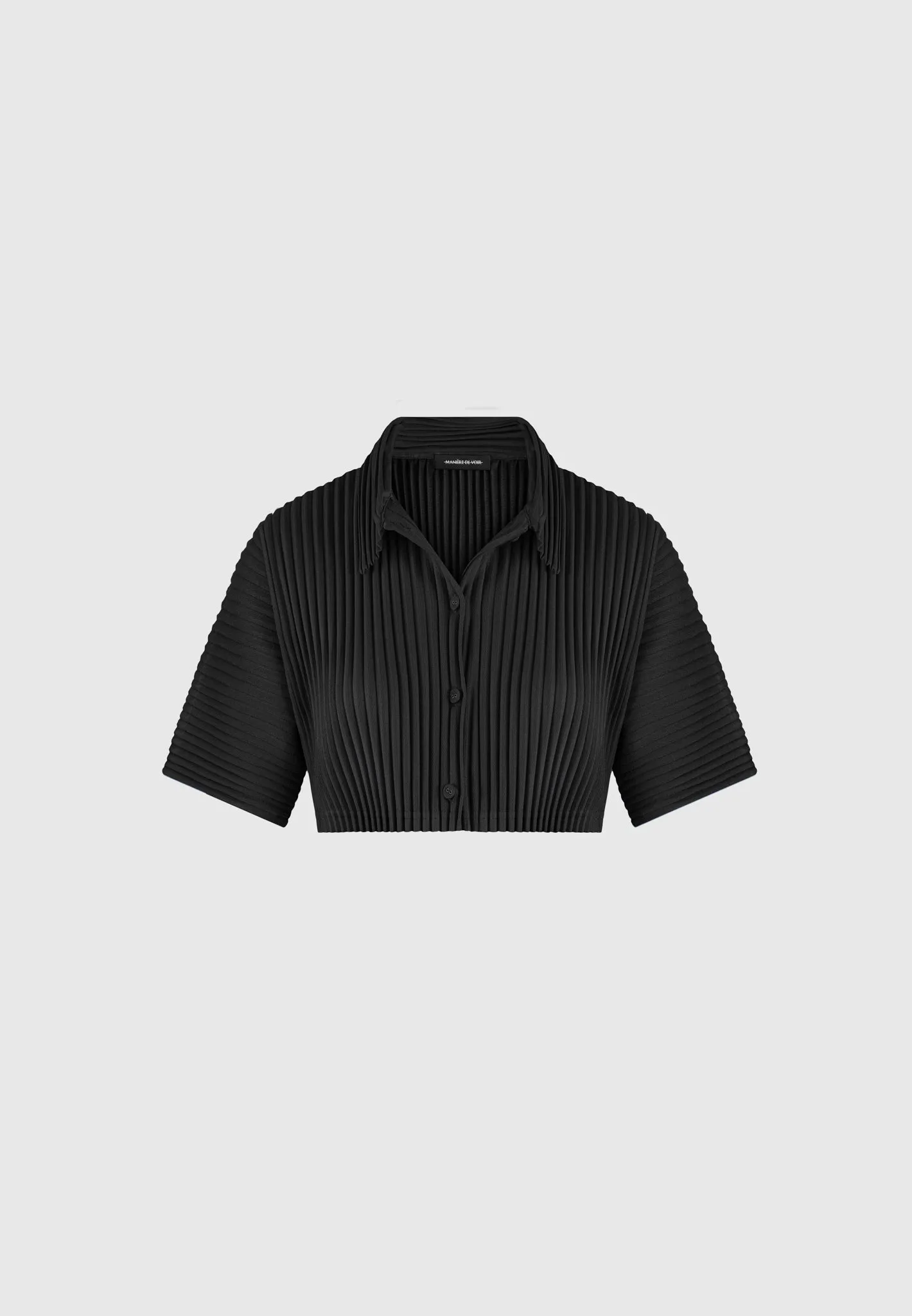 Pleated Cropped Shirt - Black