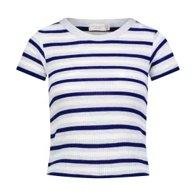 Polkadot BABY CROP BABY TEE CREW SS Navy Lee Rib Stripe