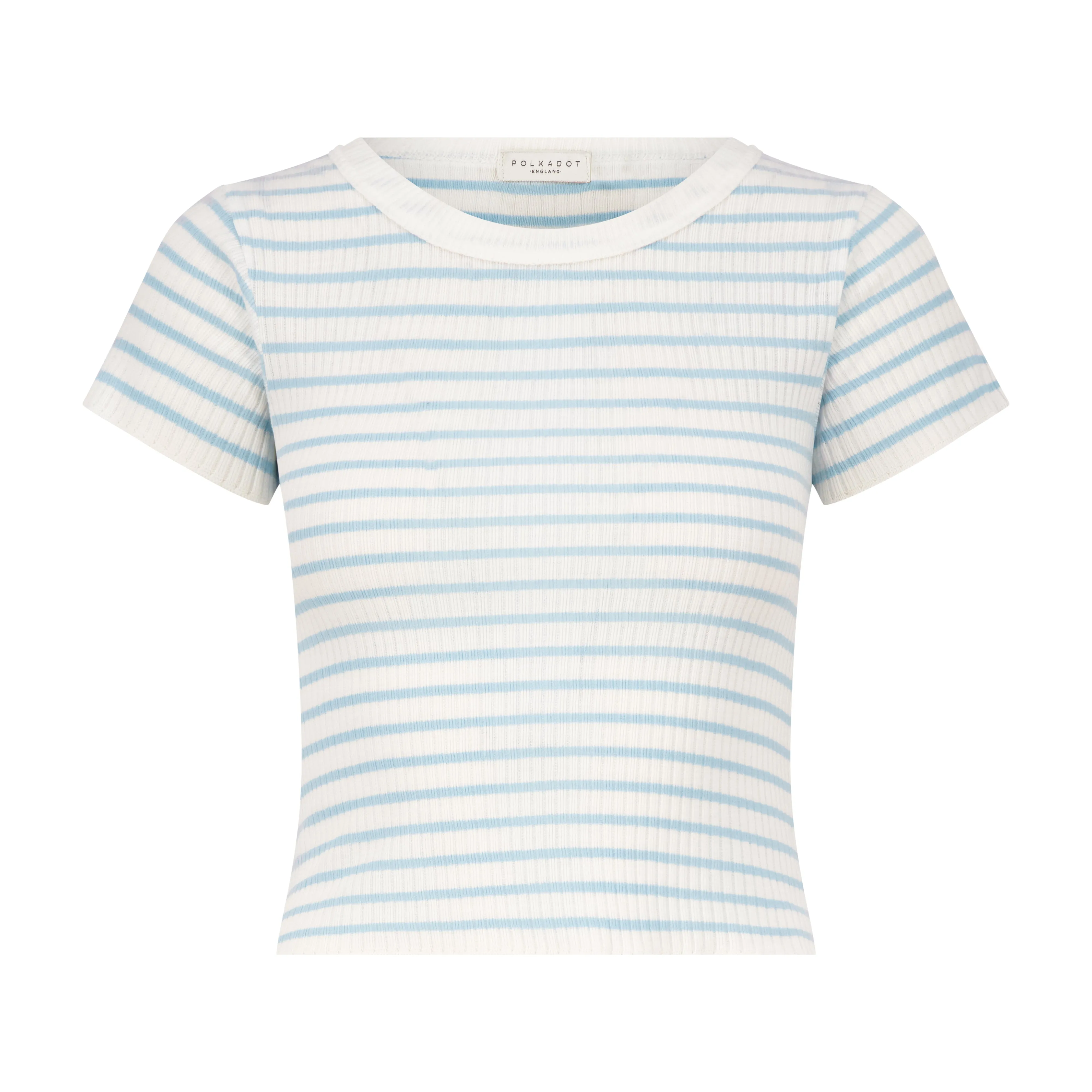 Polkadot BABY CROP TEE SS Blue Wide Harbor Rib Stripe