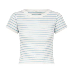 Polkadot BABY CROP TEE SS Blue Wide Harbor Rib Stripe