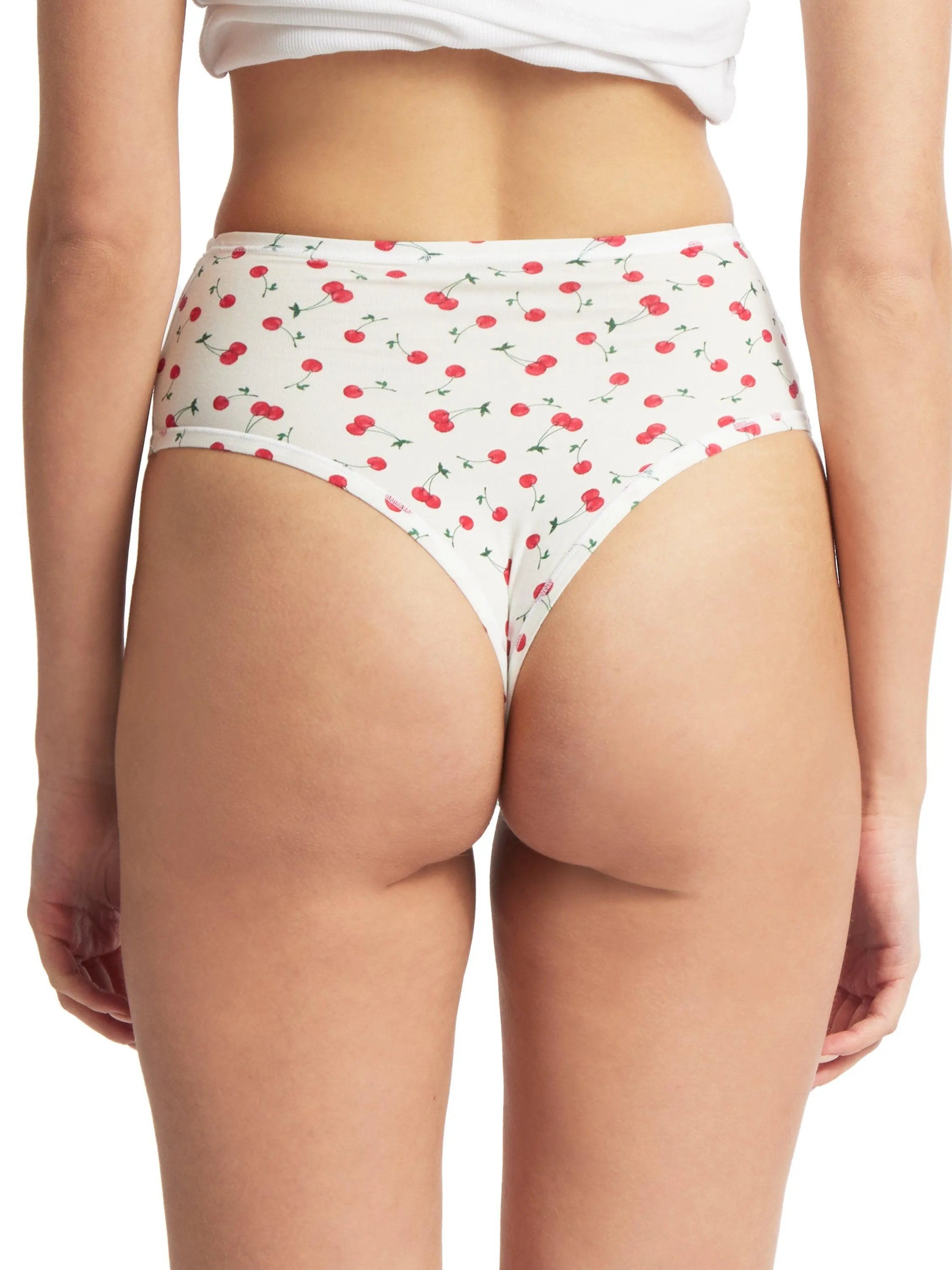 Printed PlayStretch™ High Rise Thong Cherry On Top