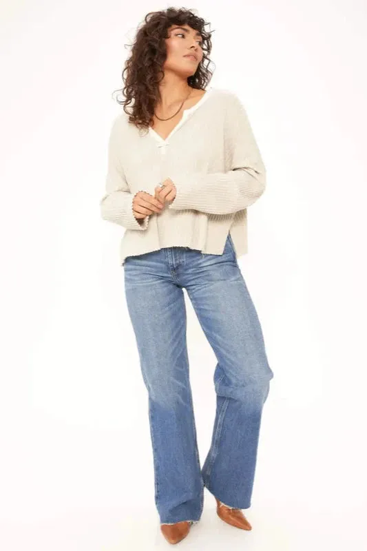 Project Social T Getaway Notch Neck Sweater Rib Pullover