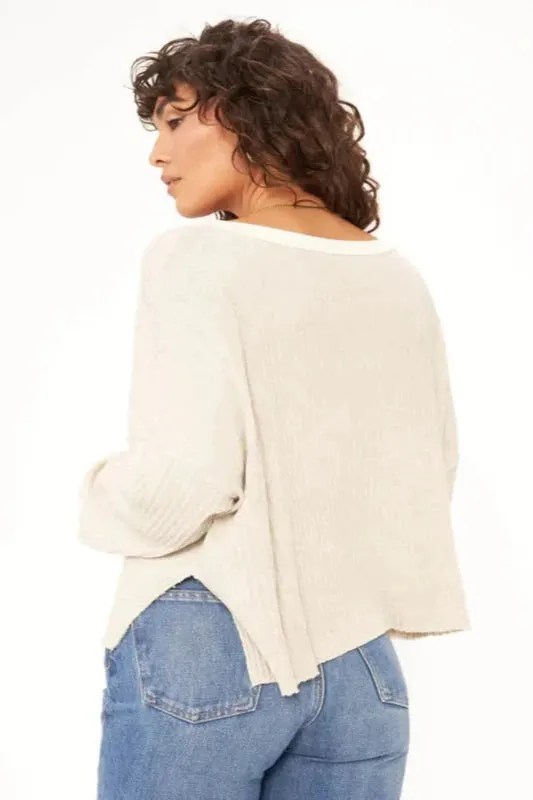 Project Social T Getaway Notch Neck Sweater Rib Pullover