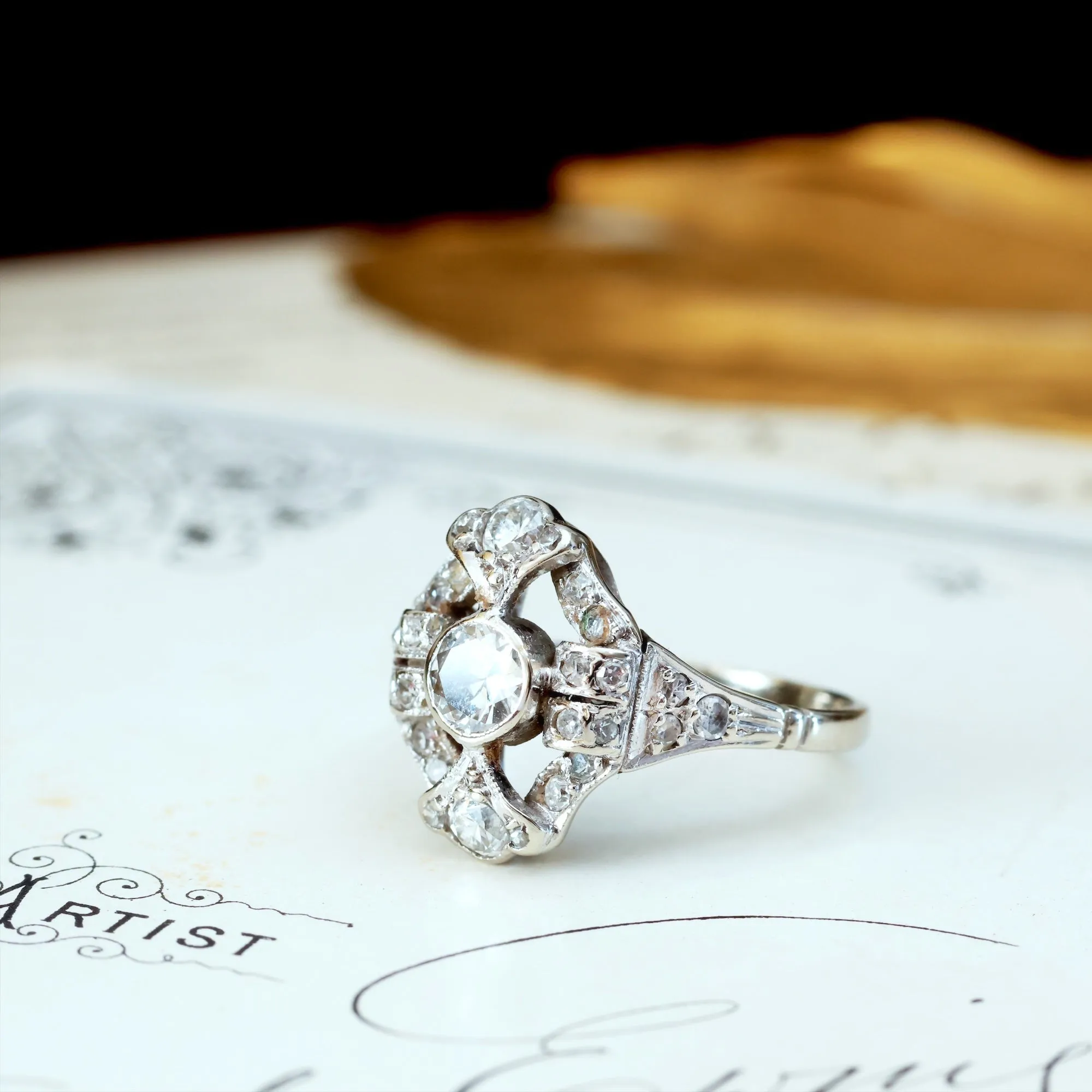 Quite Exquisitely Vintage Art Deco Diamond Cluster Ring