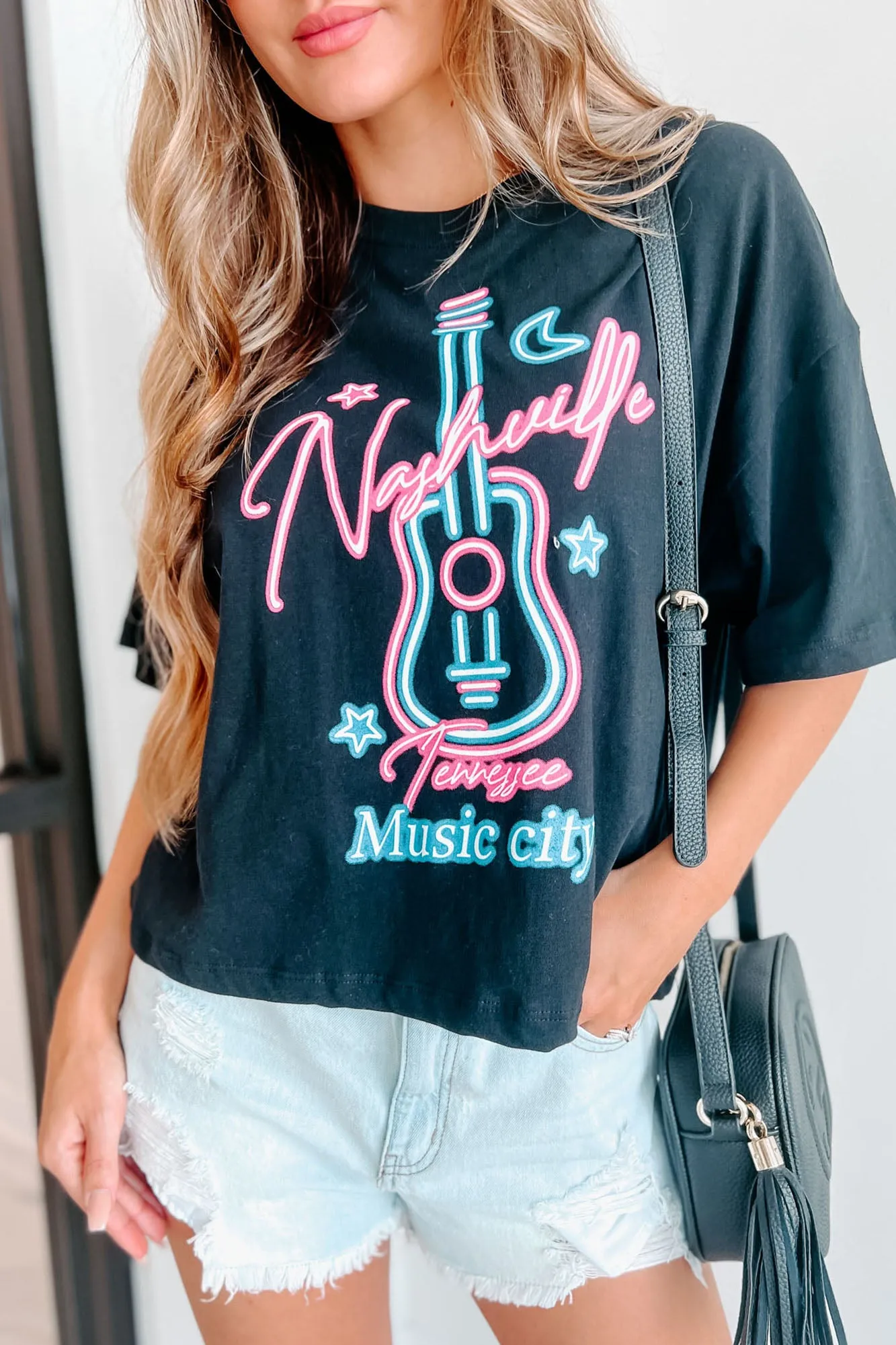 "Nashville Music City" Graphic Top (Black)