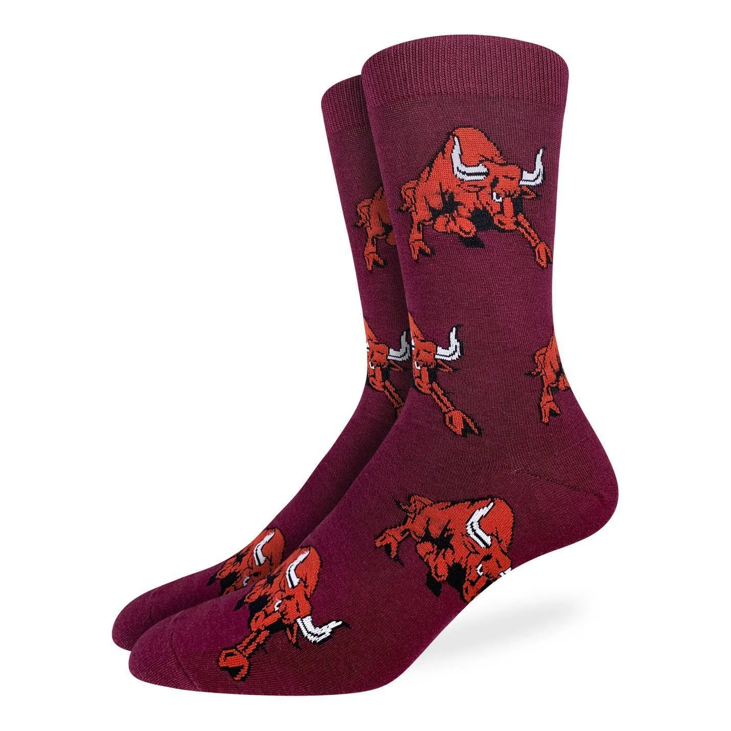 "Raging Bull" Cotton Crew Socks by Good Luck Sock - Large