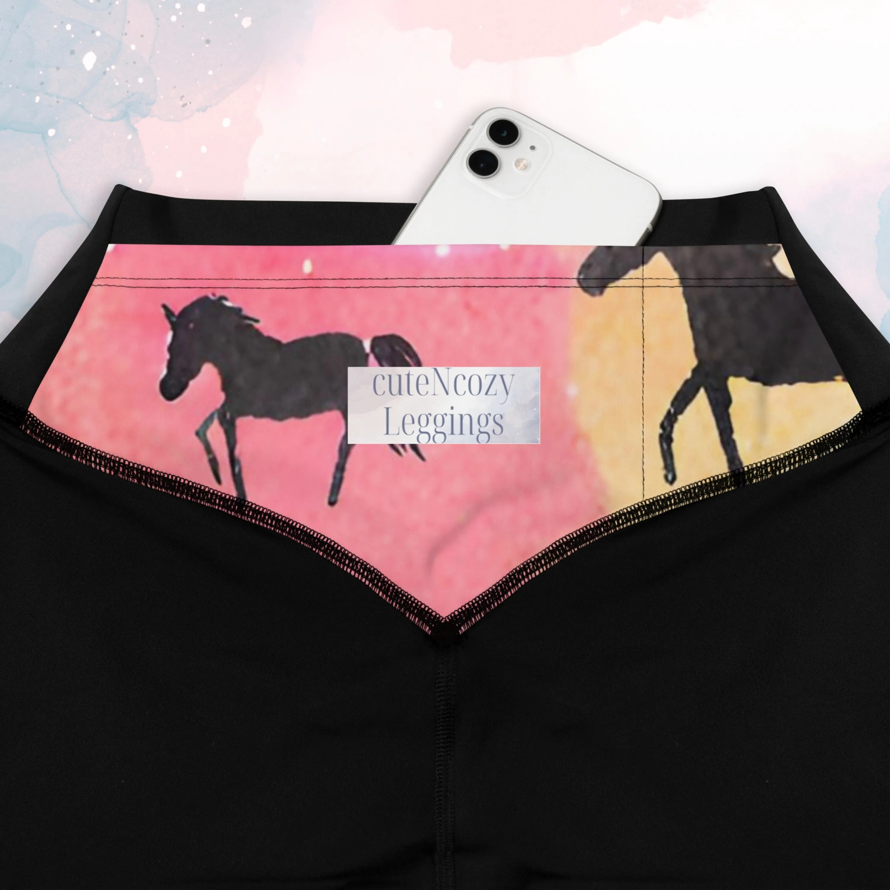 Rainbows and Abstract Horses Athletic Compression Leggings