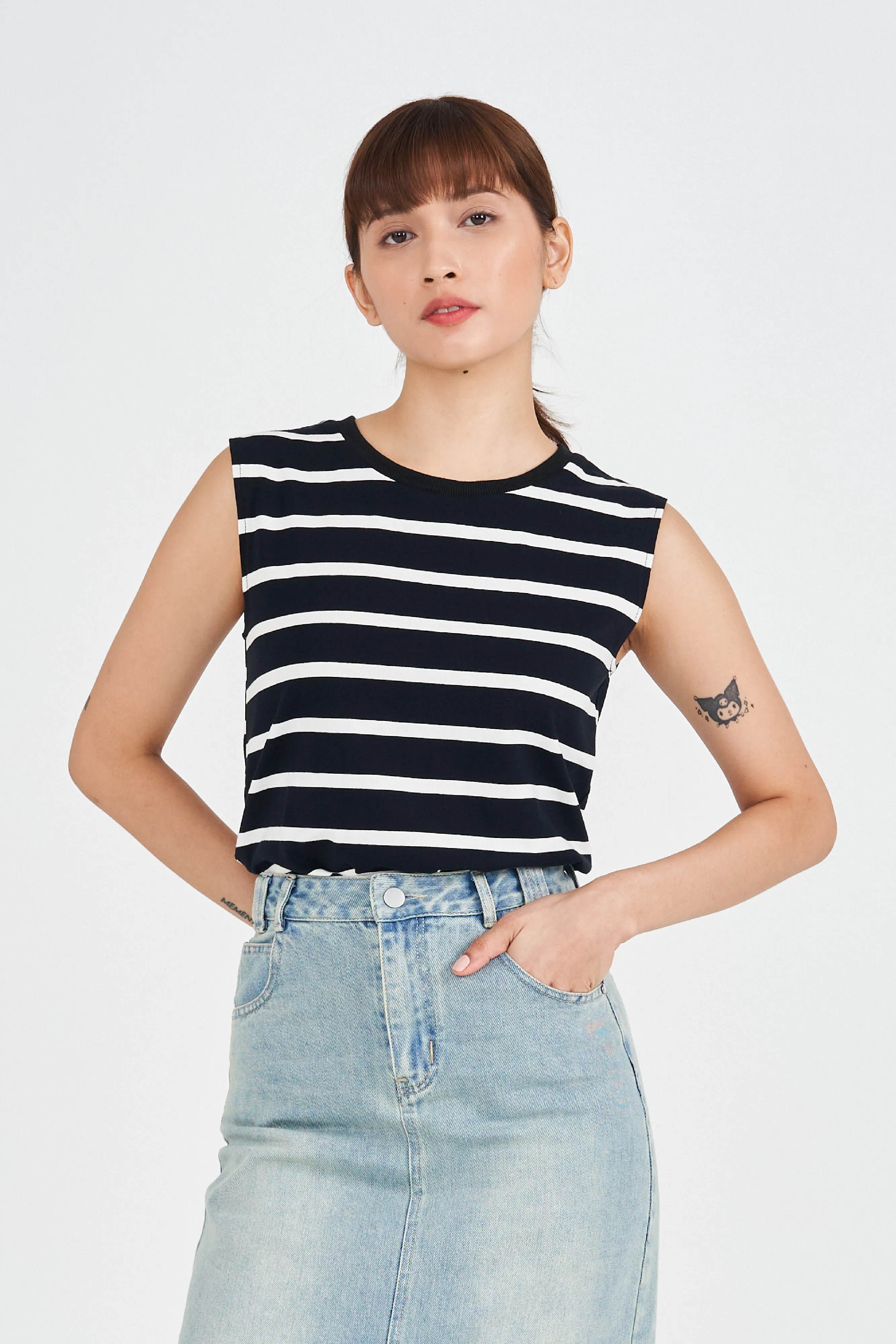 [Restocked] Riviera Striped Tank in Edgy Black