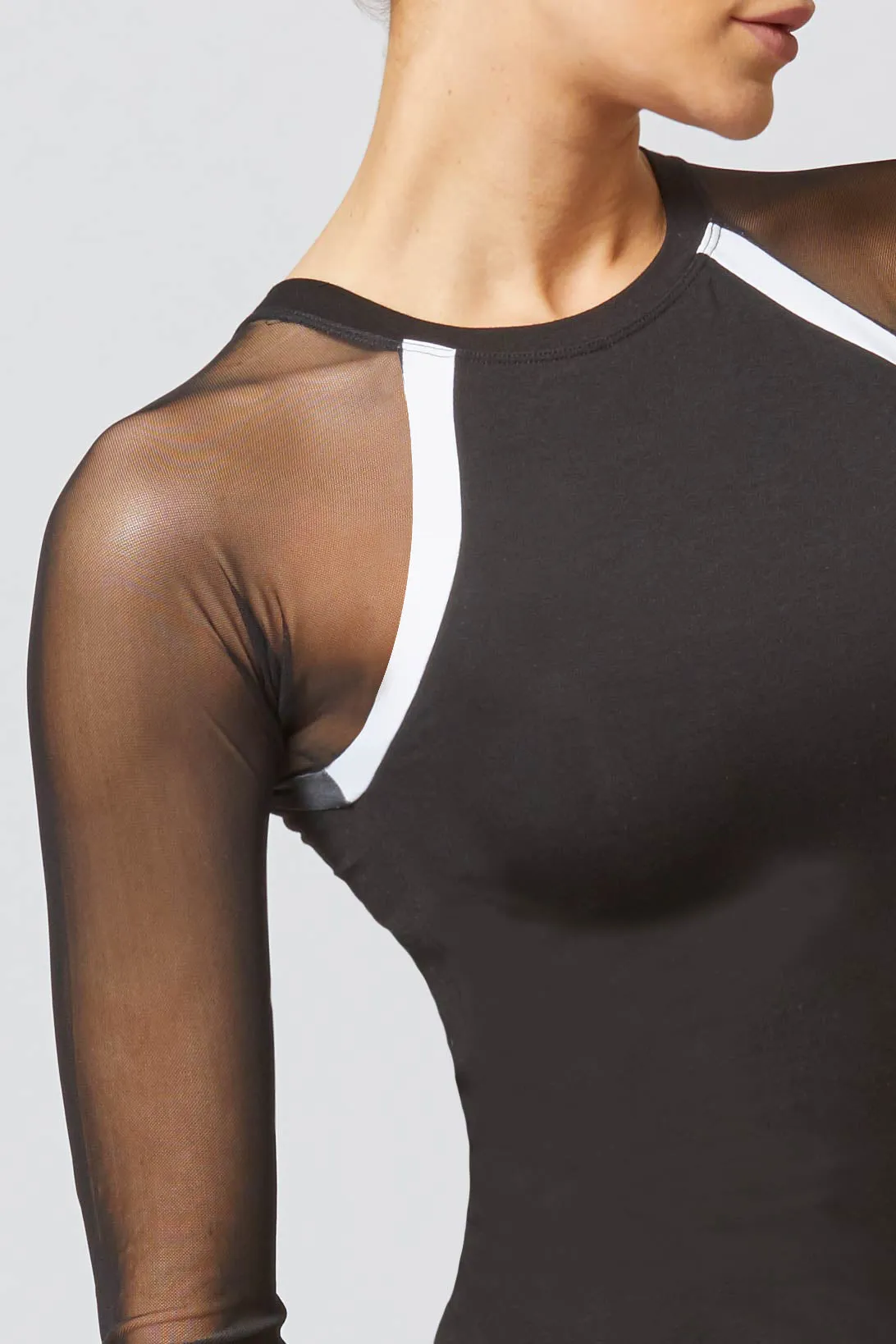 Reversible Raglan Mesh Long Sleeve Yoga Top Black