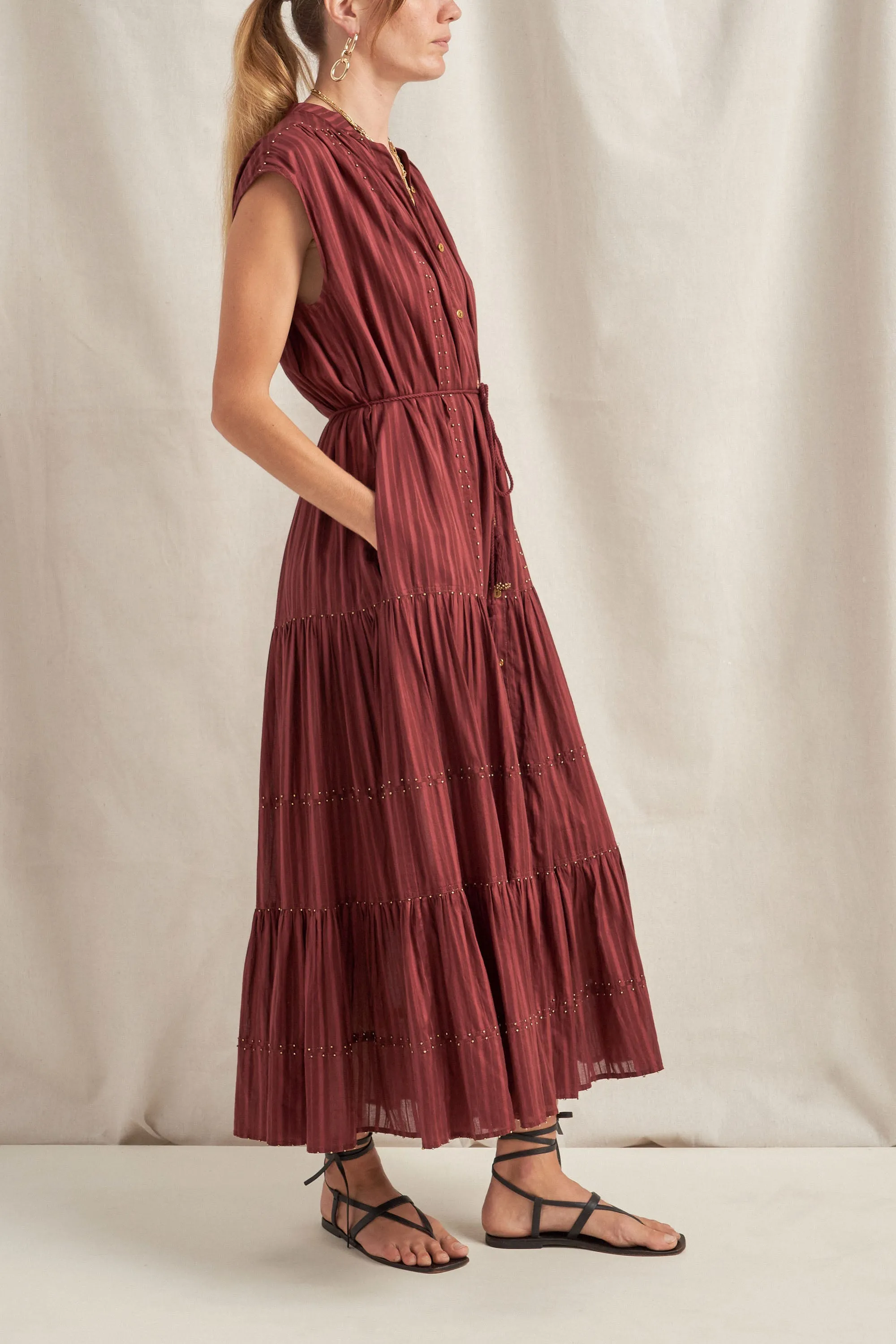 Rhea Mahogany Sleeveless Maxi Dress