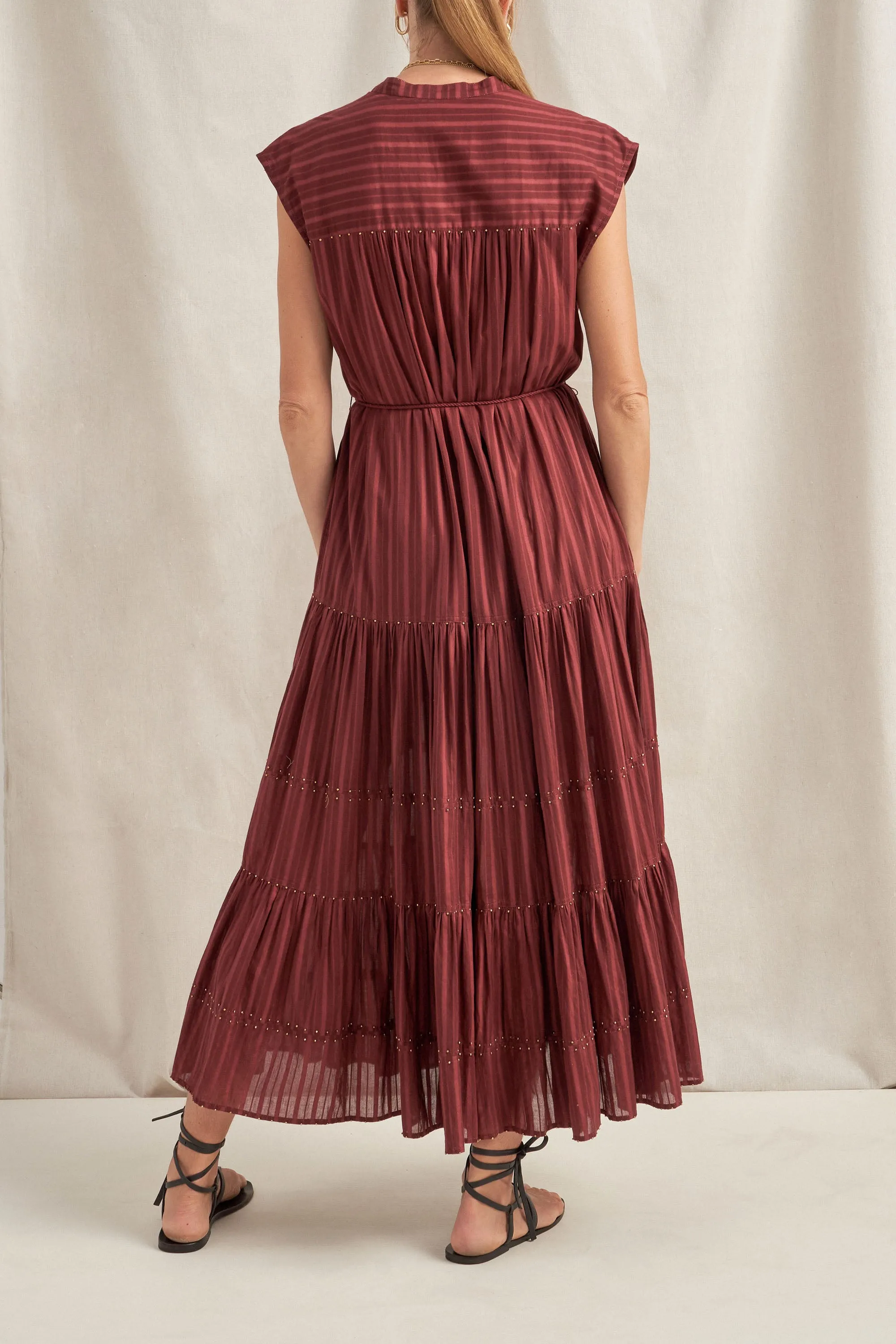 Rhea Mahogany Sleeveless Maxi Dress