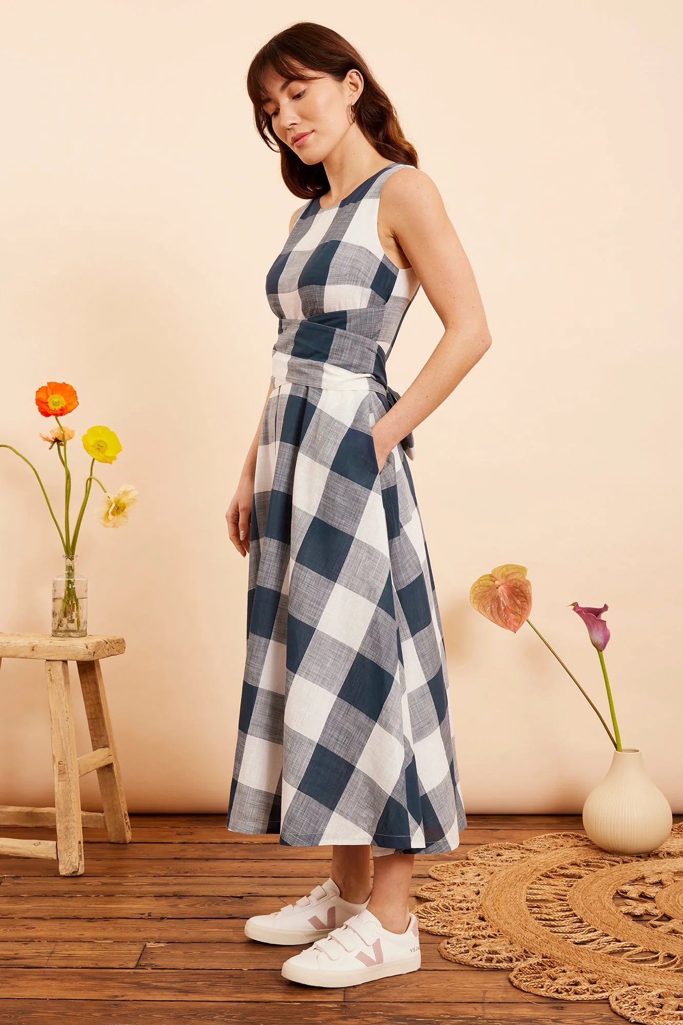 Roberta Indigo Plaid Dress