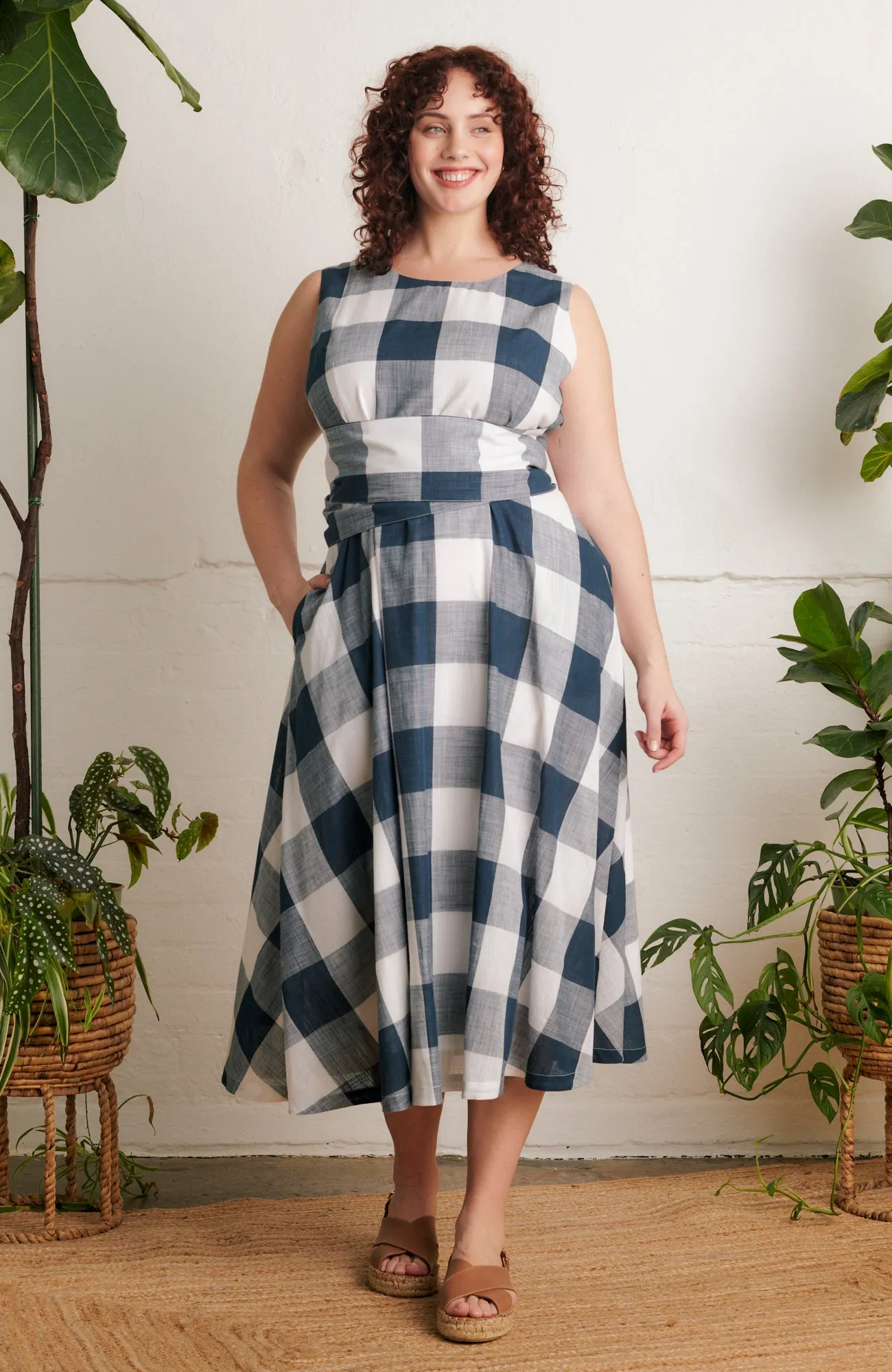 Roberta Indigo Plaid Dress