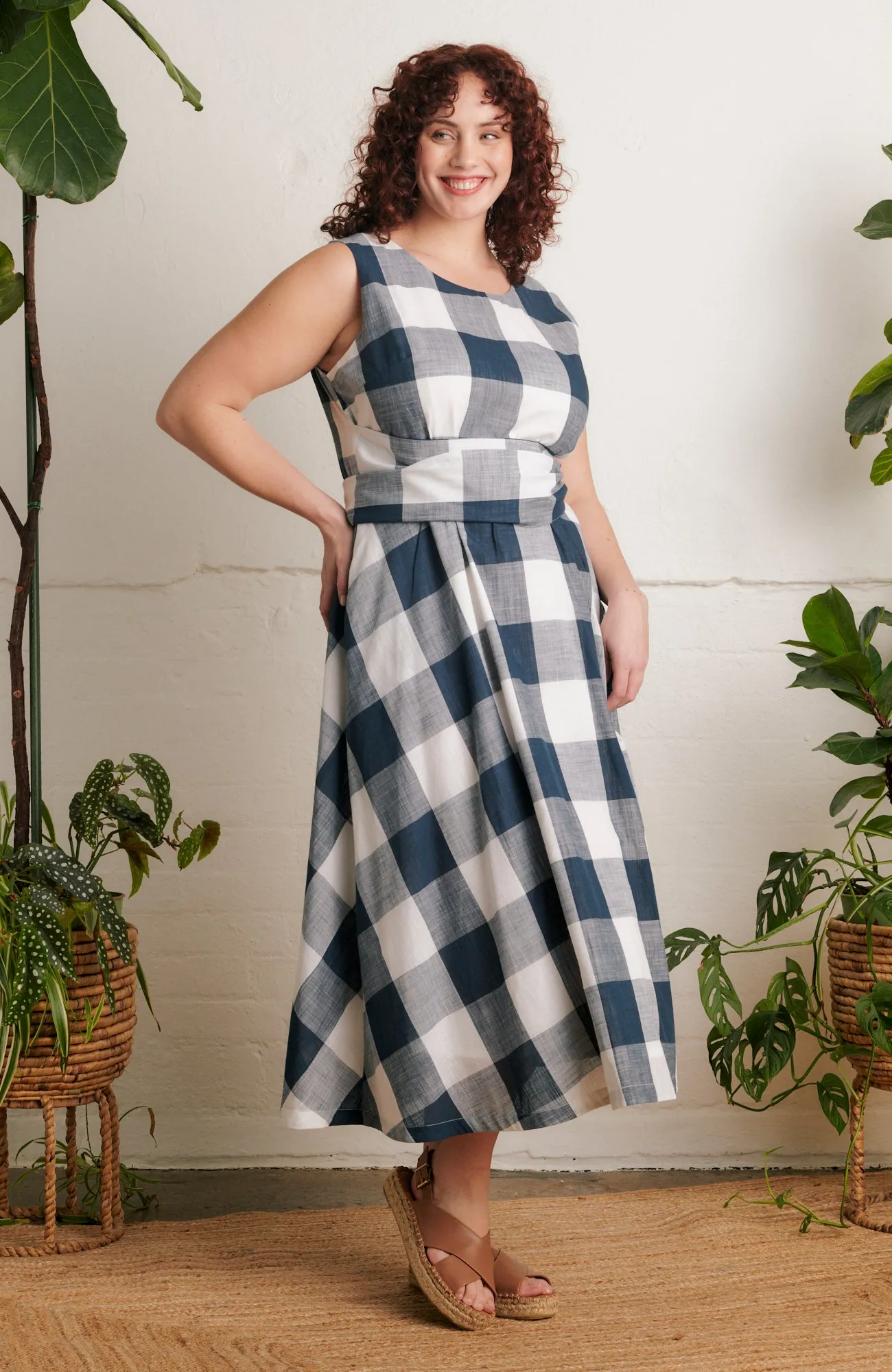 Roberta Indigo Plaid Dress