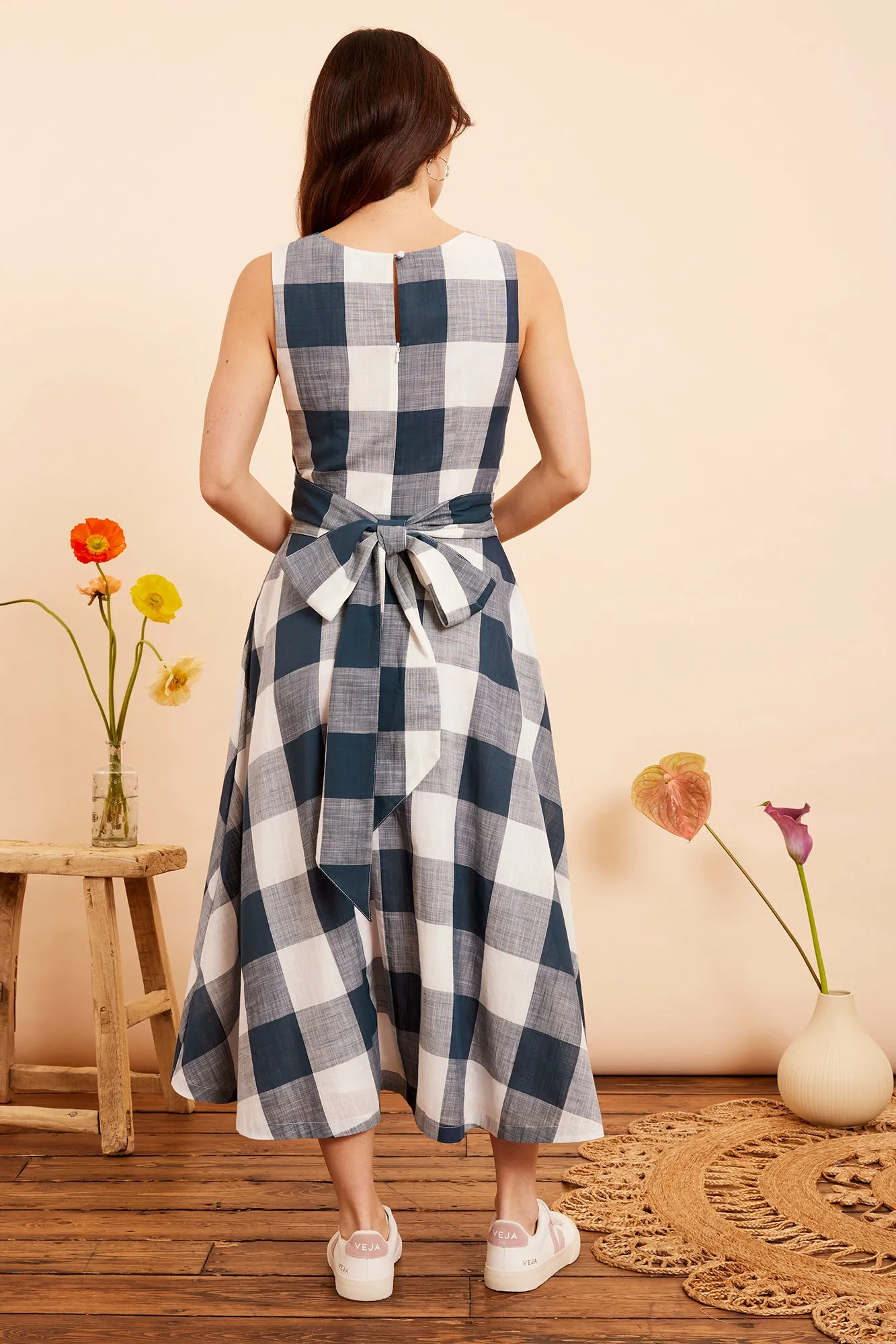 Roberta Indigo Plaid Dress