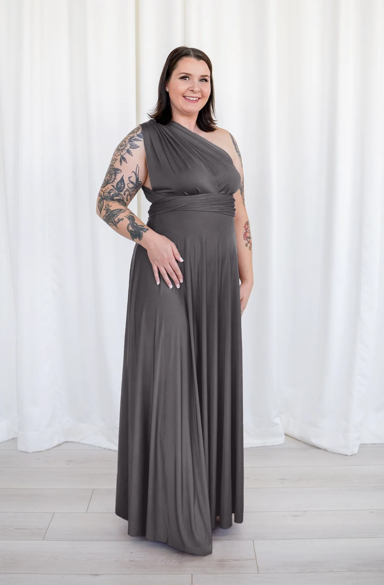 Sakura Maxi Charcoal Grey / One Size - Convertible Formal Floor Length Dresses