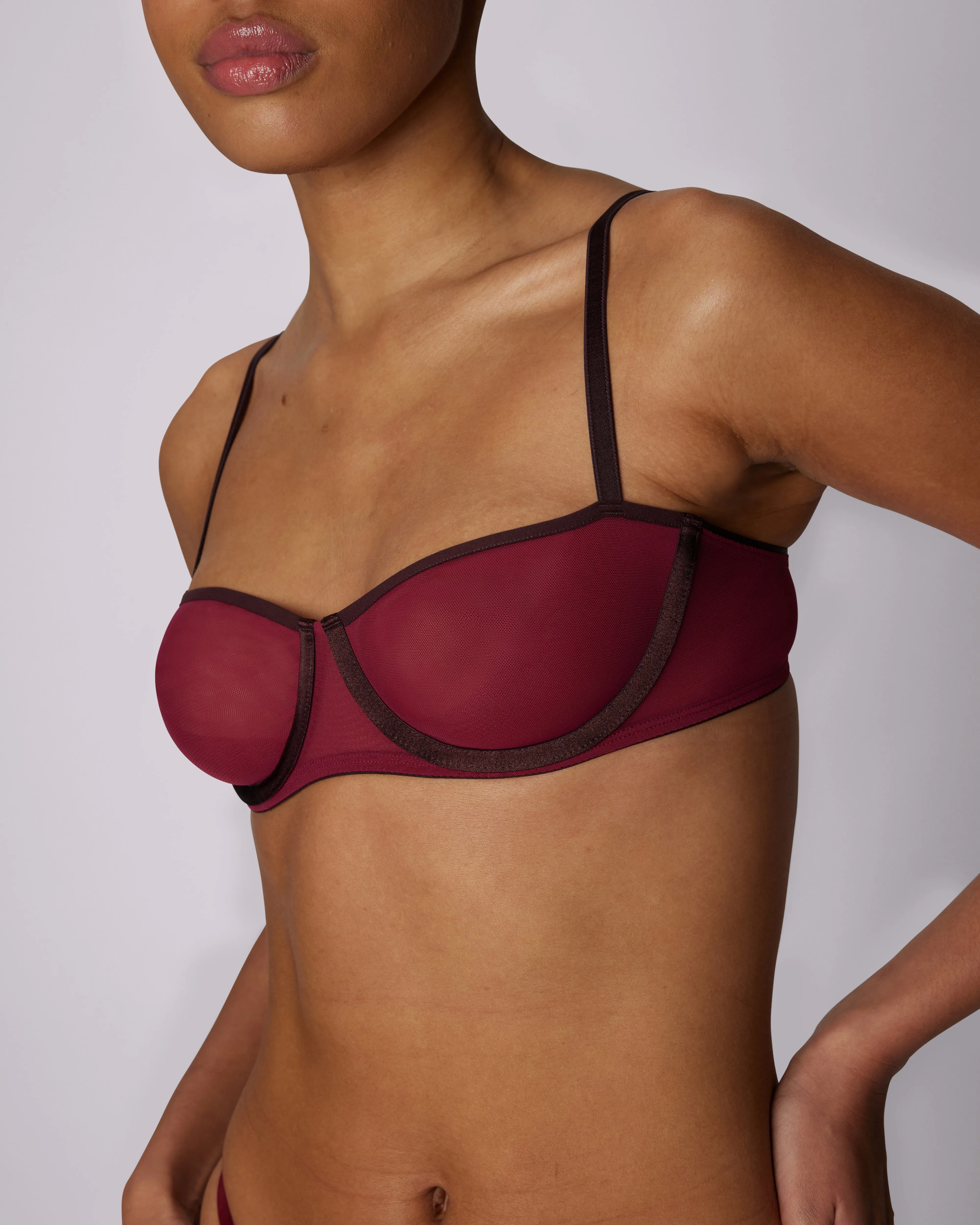 Sheer Comfort Balconette Bra | Silky Mesh | Archive (Cherry Pepper)