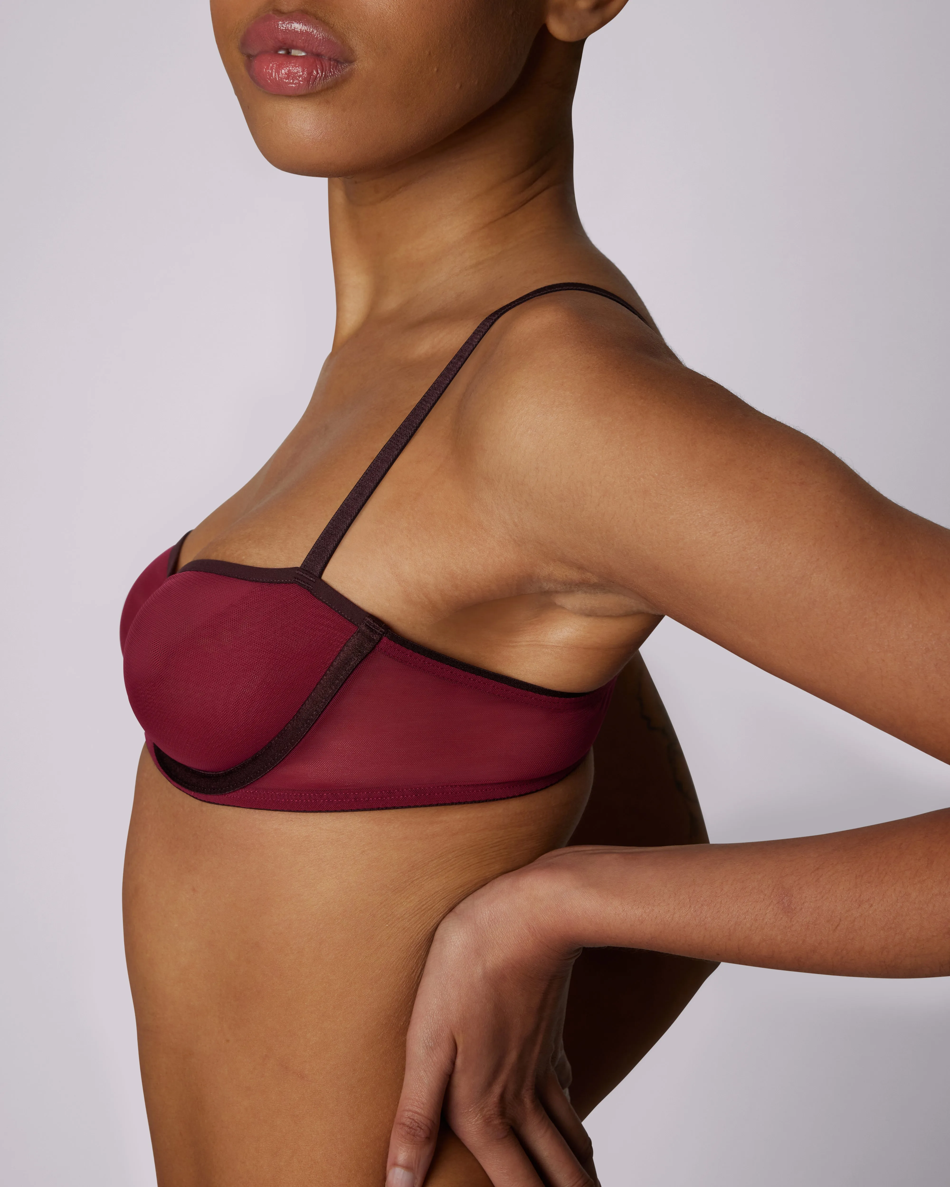 Sheer Comfort Balconette Bra | Silky Mesh | Archive (Cherry Pepper)