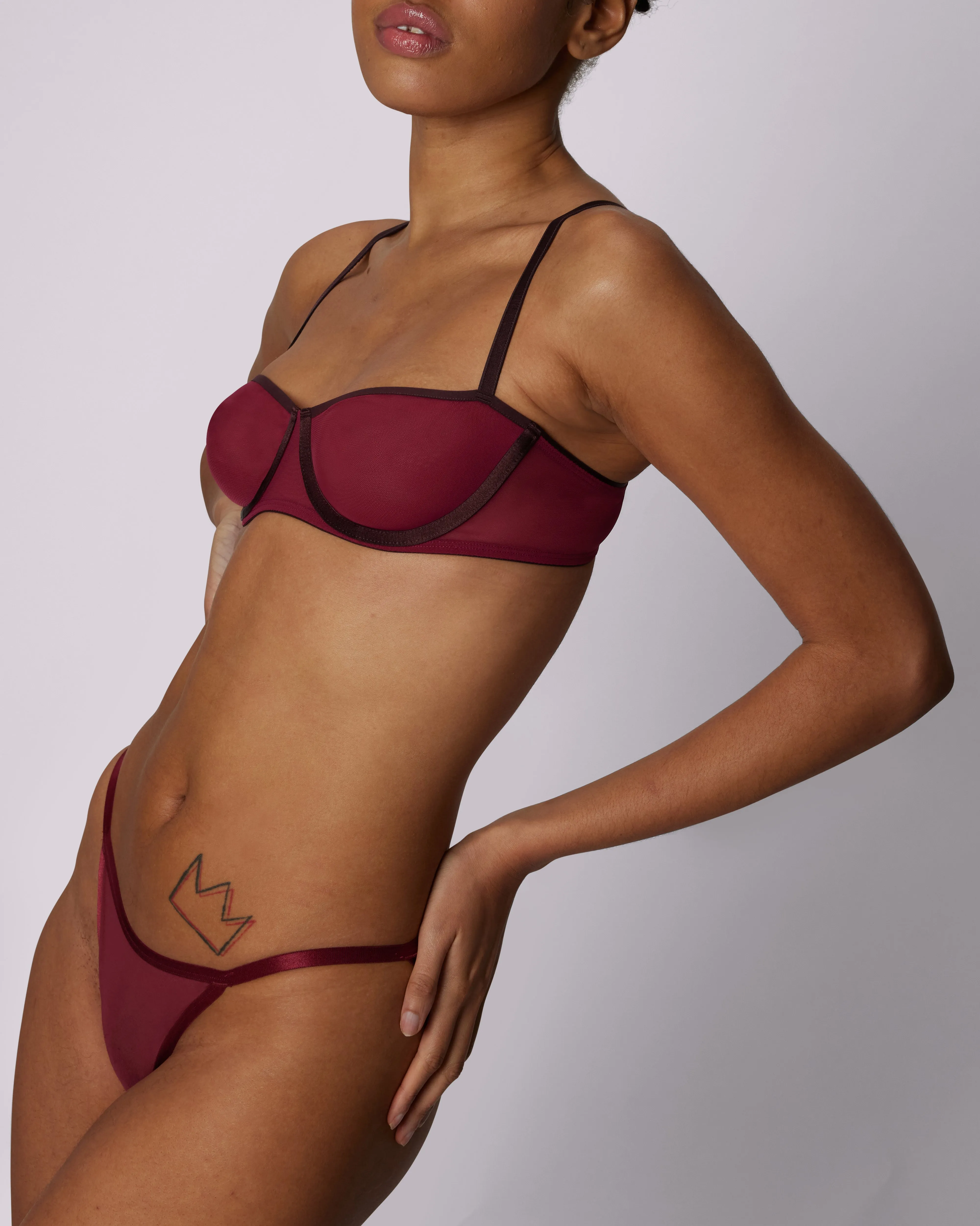 Sheer Comfort Balconette Bra | Silky Mesh | Archive (Cherry Pepper)