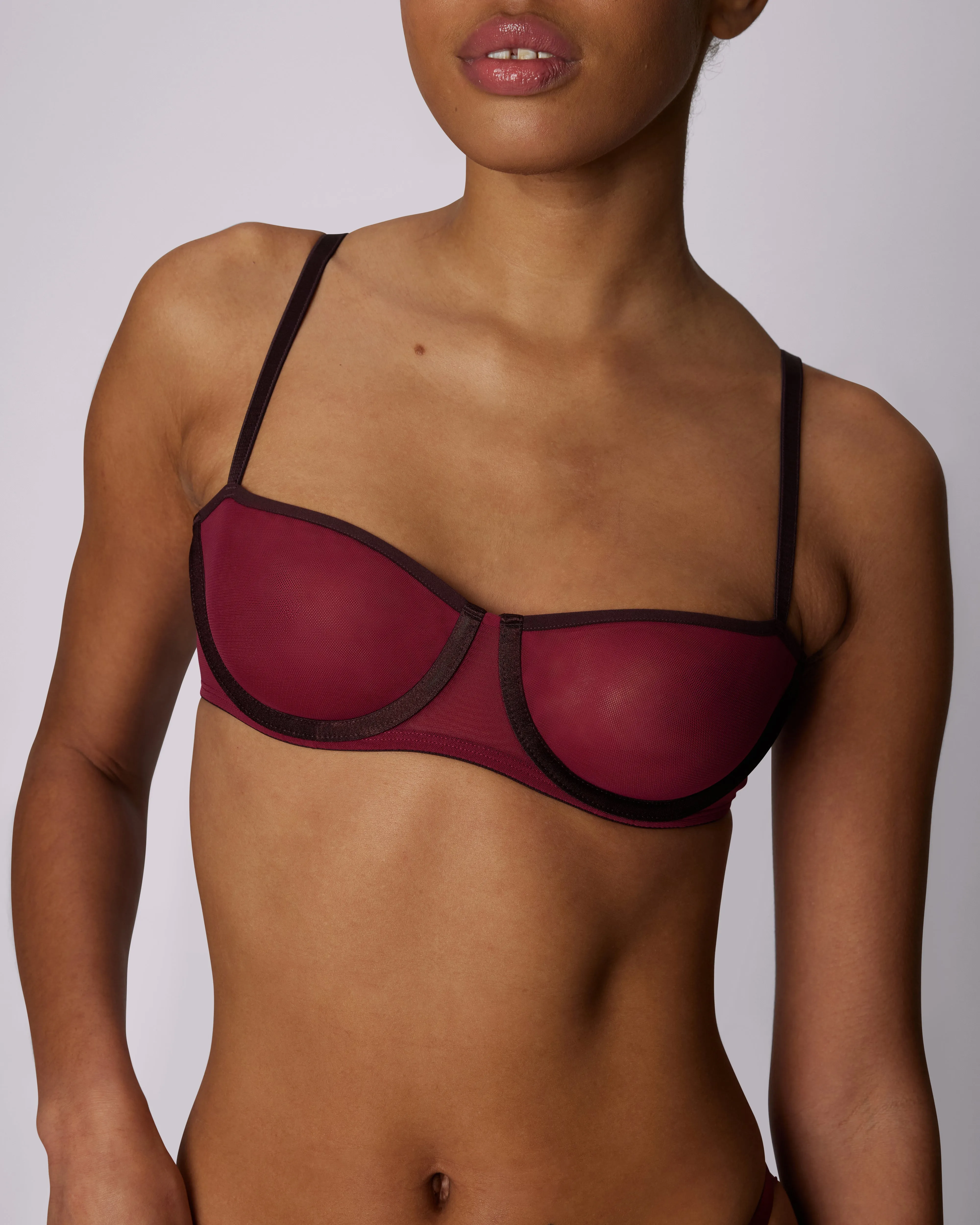 Sheer Comfort Balconette Bra | Silky Mesh | Archive (Cherry Pepper)