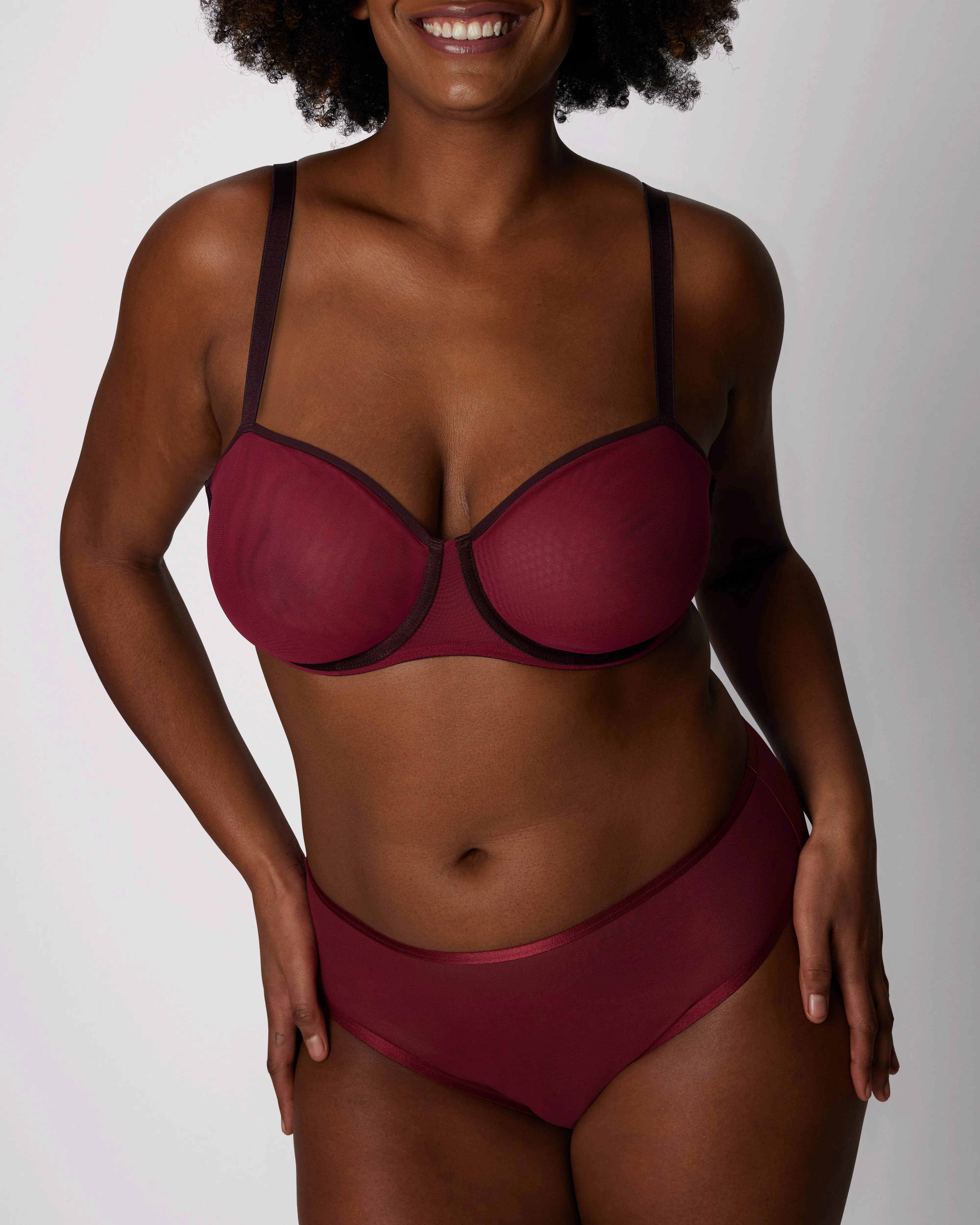 Sheer Comfort Balconette Bra | Silky Mesh | Archive (Cherry Pepper)